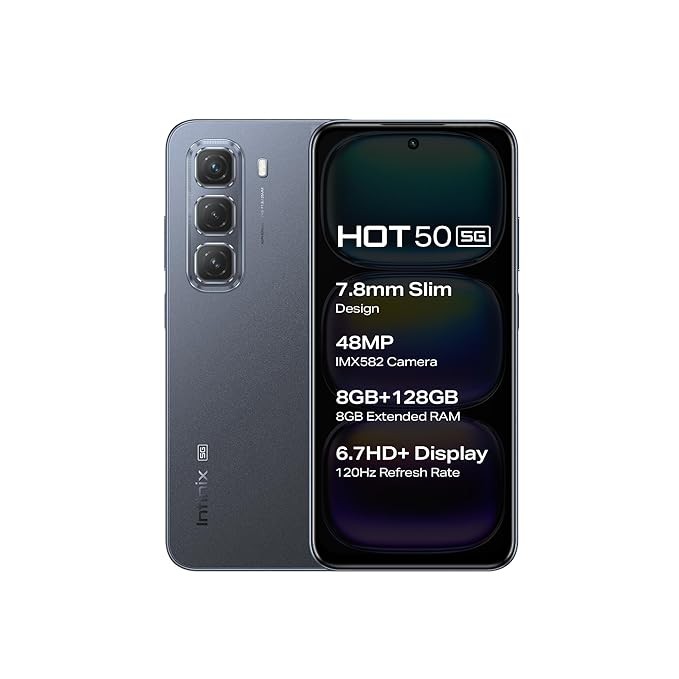 Infinix HOT 50 5G (Seek Black, 8GB RAM, 128GB Storage)