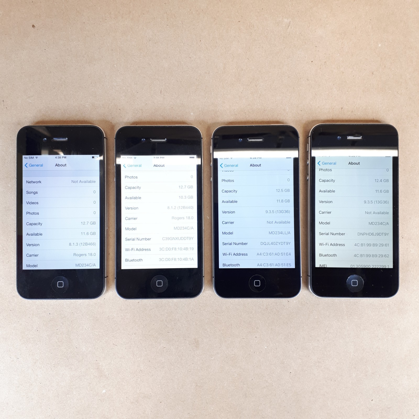 Apple iPhone 4s A1387 16 GB 3.5 Inch 512 MB Rogers 8MP Black Lot of 4 E6911