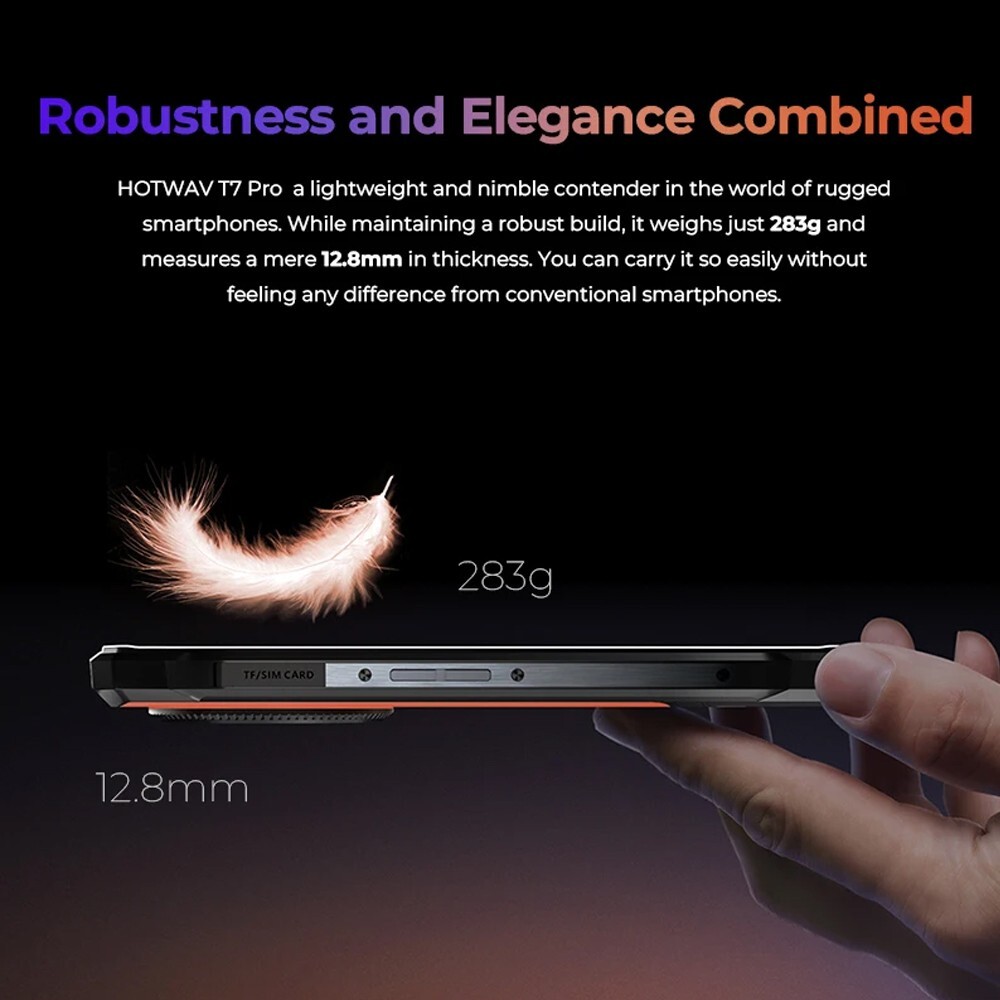 HOTWAV T7 Pro Rugged Smartphone Unlocked 12GB+256GB 4G Android 6.6 in Cell Phone