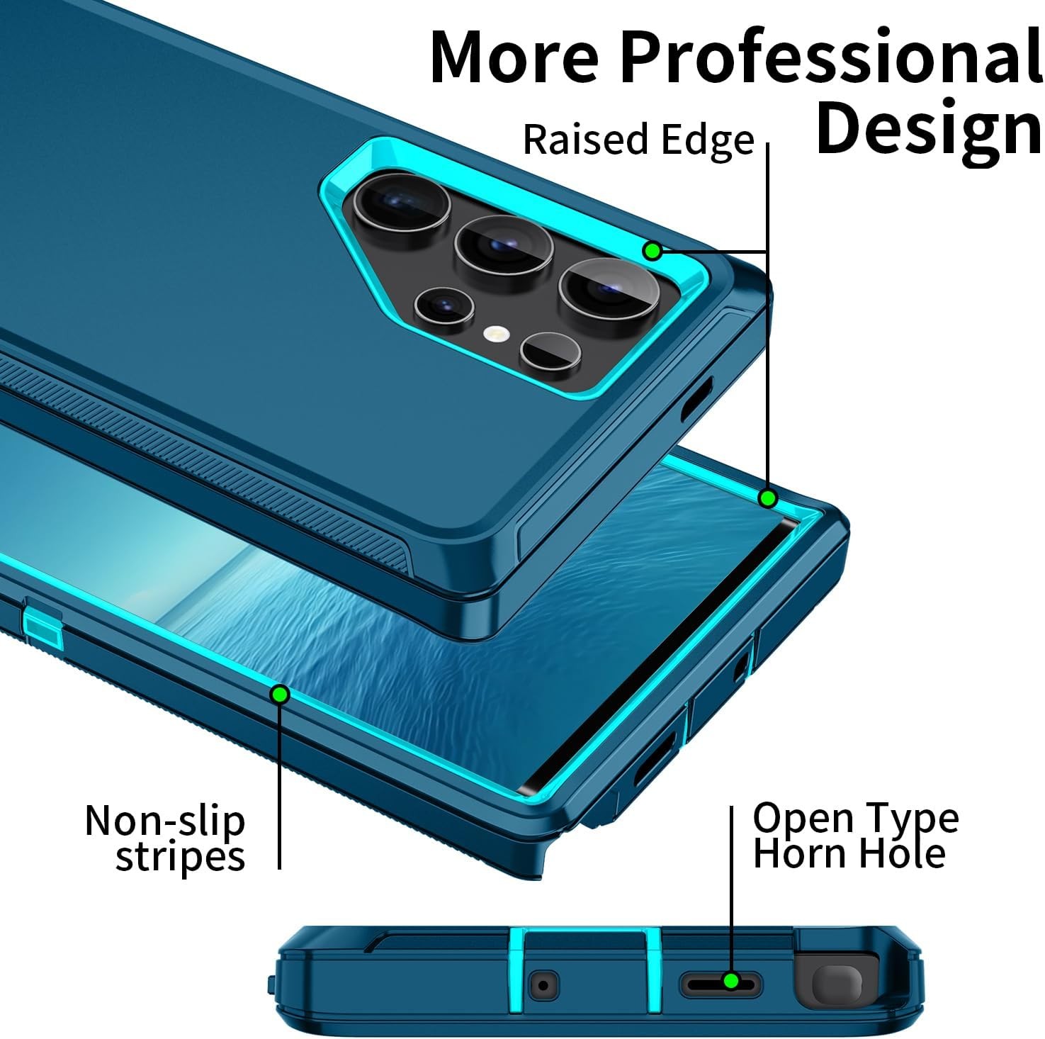 Heavy Duty Shockproof Dust Drop Proof Case for Galaxy S24 Ultra Turquoise 78 Cha