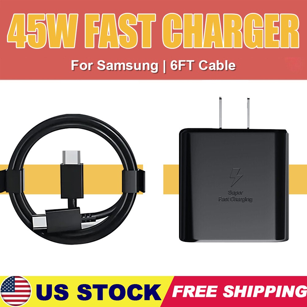 45W Type USB-C Super Fast Wall Charger+6ft Cable for Samsung Galaxy S24 S23 S22A