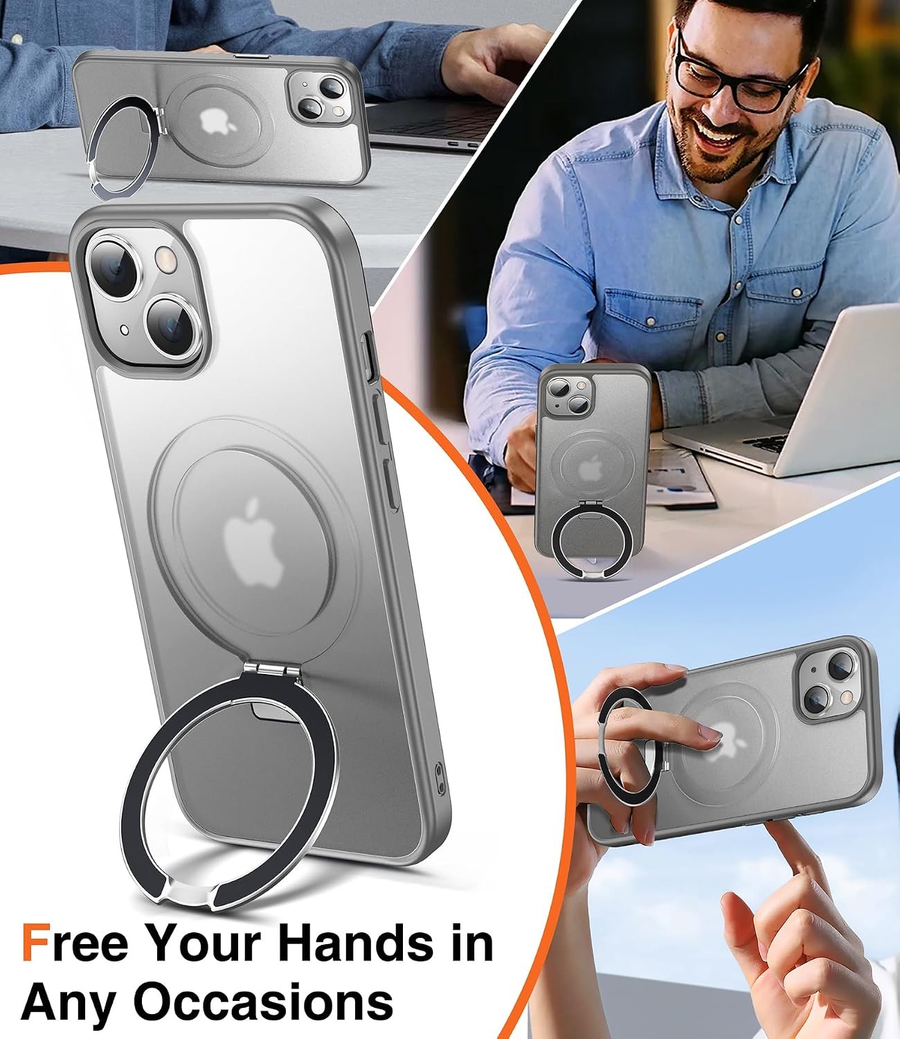 3-in-1 Magnetic Kickstand Ring Holder for iPhone 13 Case, iPhone 14 Case Titan