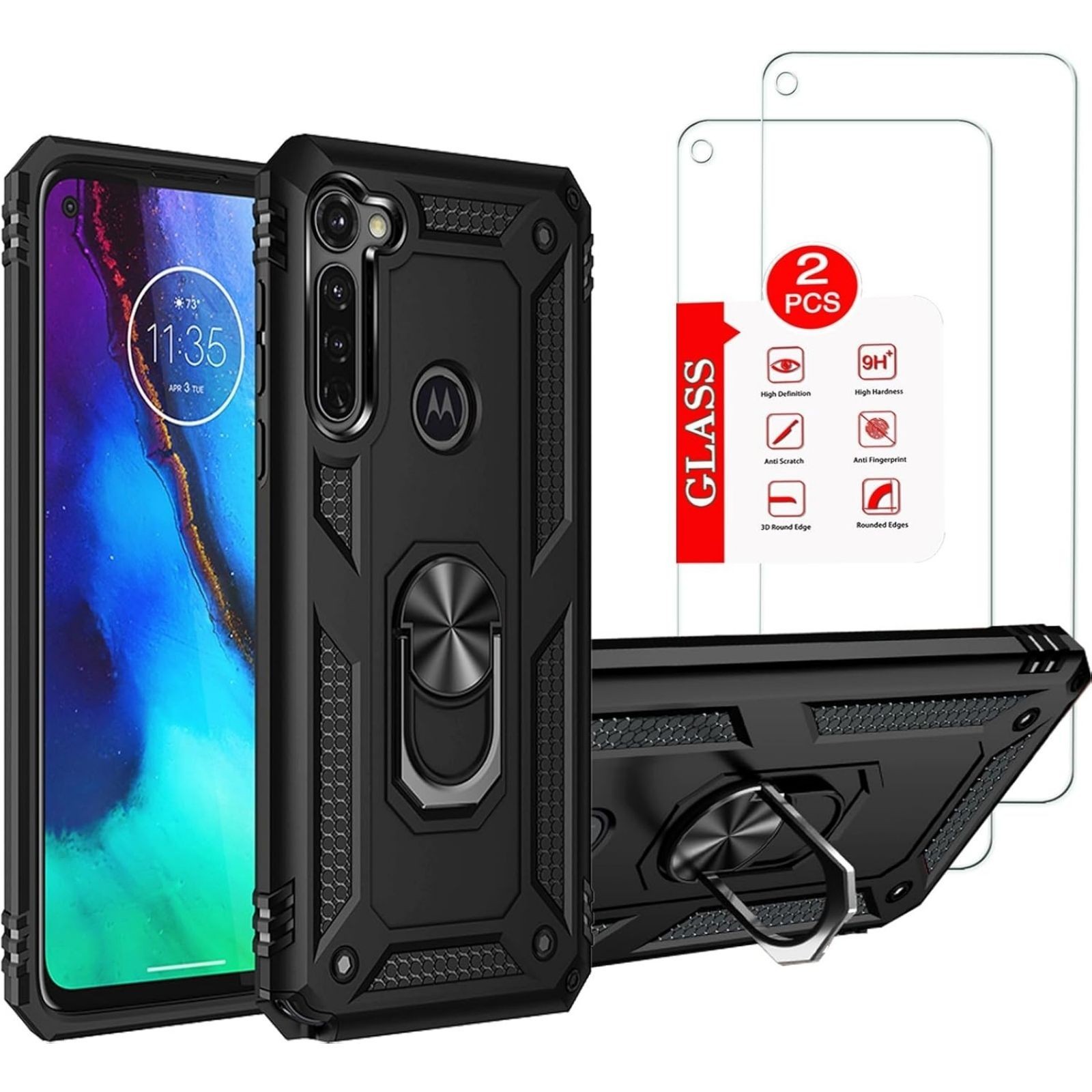 Motorola Moto G Stylus (2020) Case with [2 Pack] Tempered Glass Screen Protector