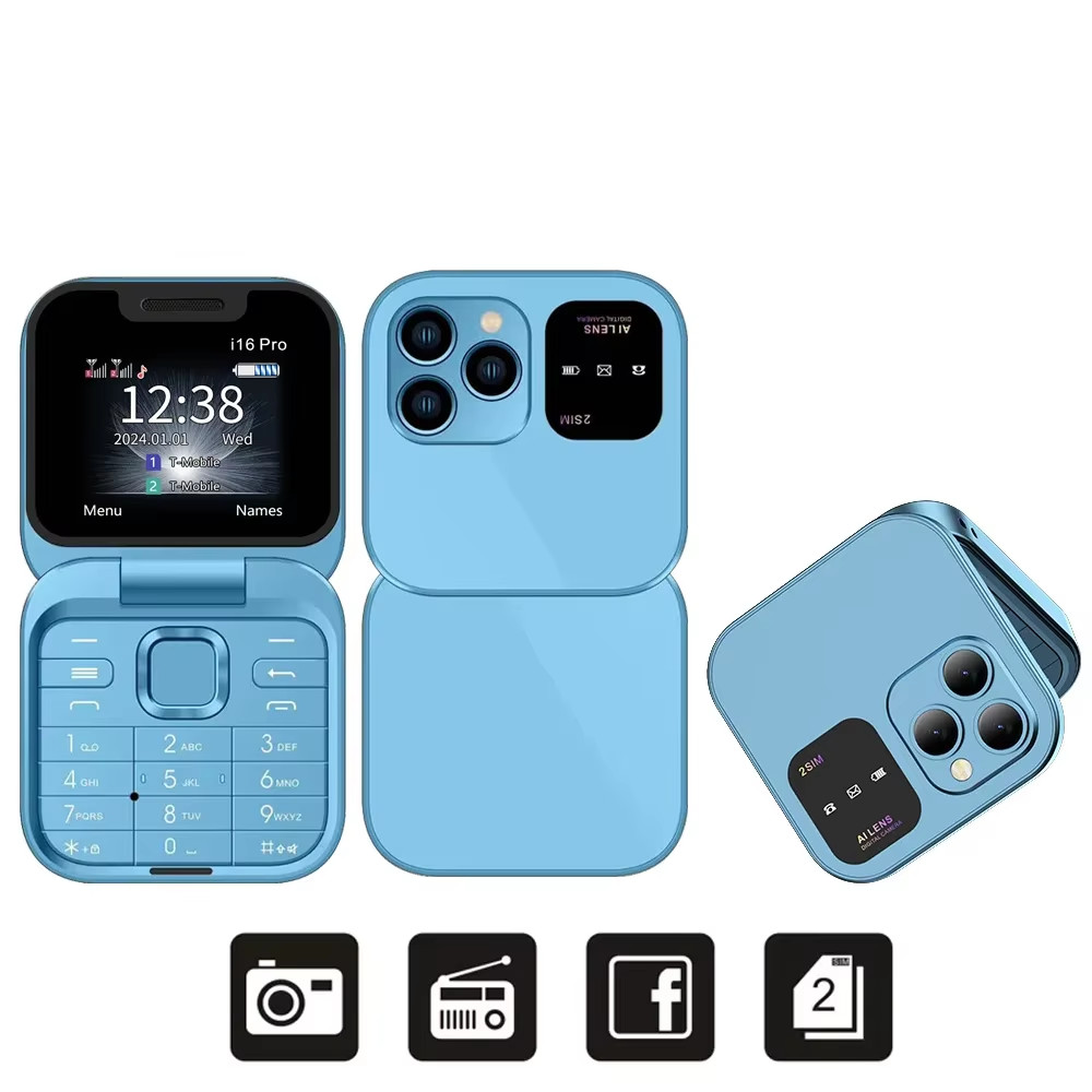 Mini Flip Phone Speed Dial Card Foldable perfect for young kids