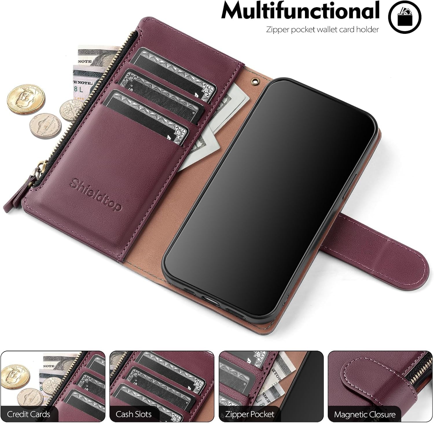 Motorola Moto G Power 5G 2024 Wallet Case Card Holder RFID Blocking PU Leather F