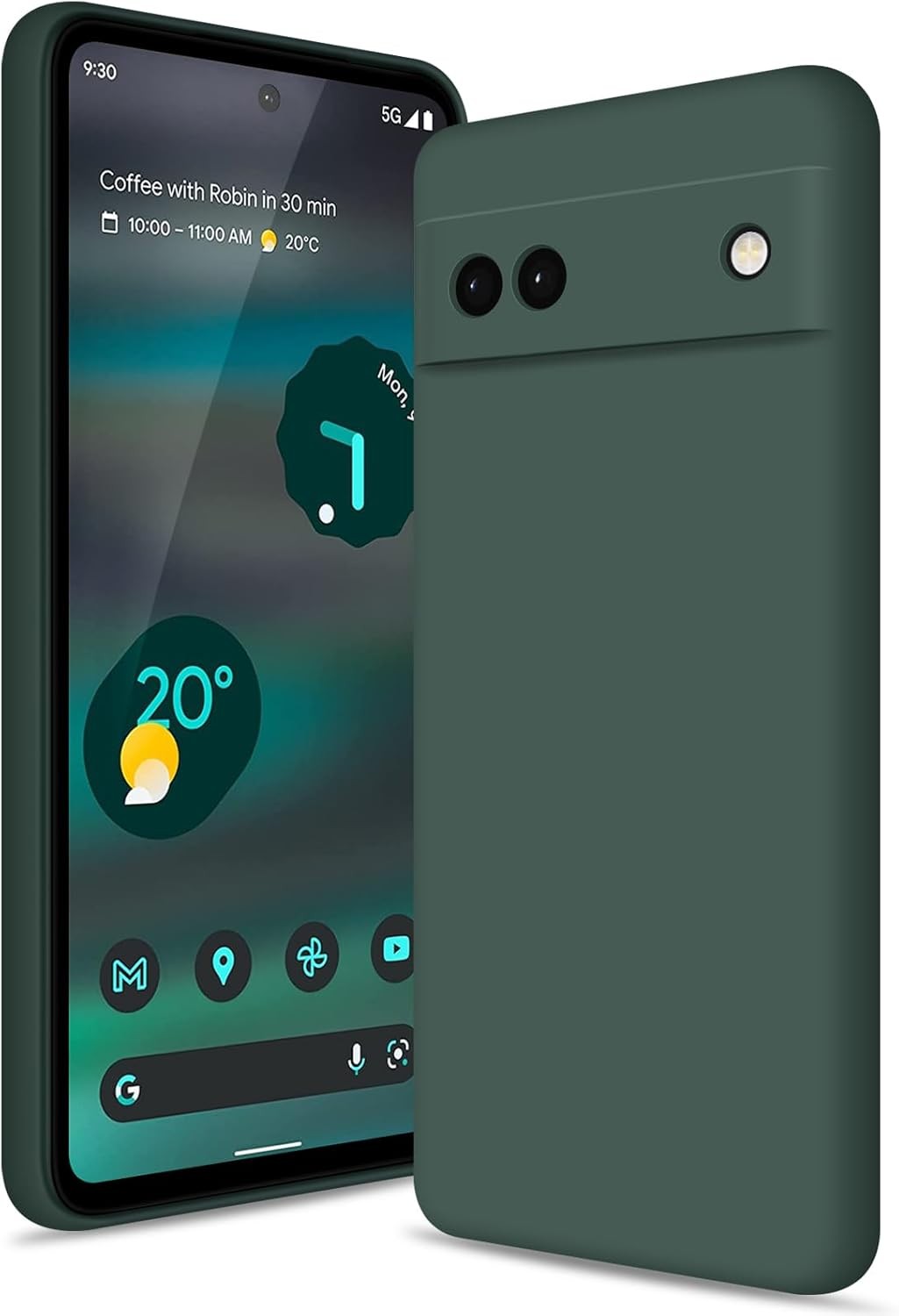 Case for Google Pixel 6A, Soft Silicone Shockproof Slim Cover with Camera Protec