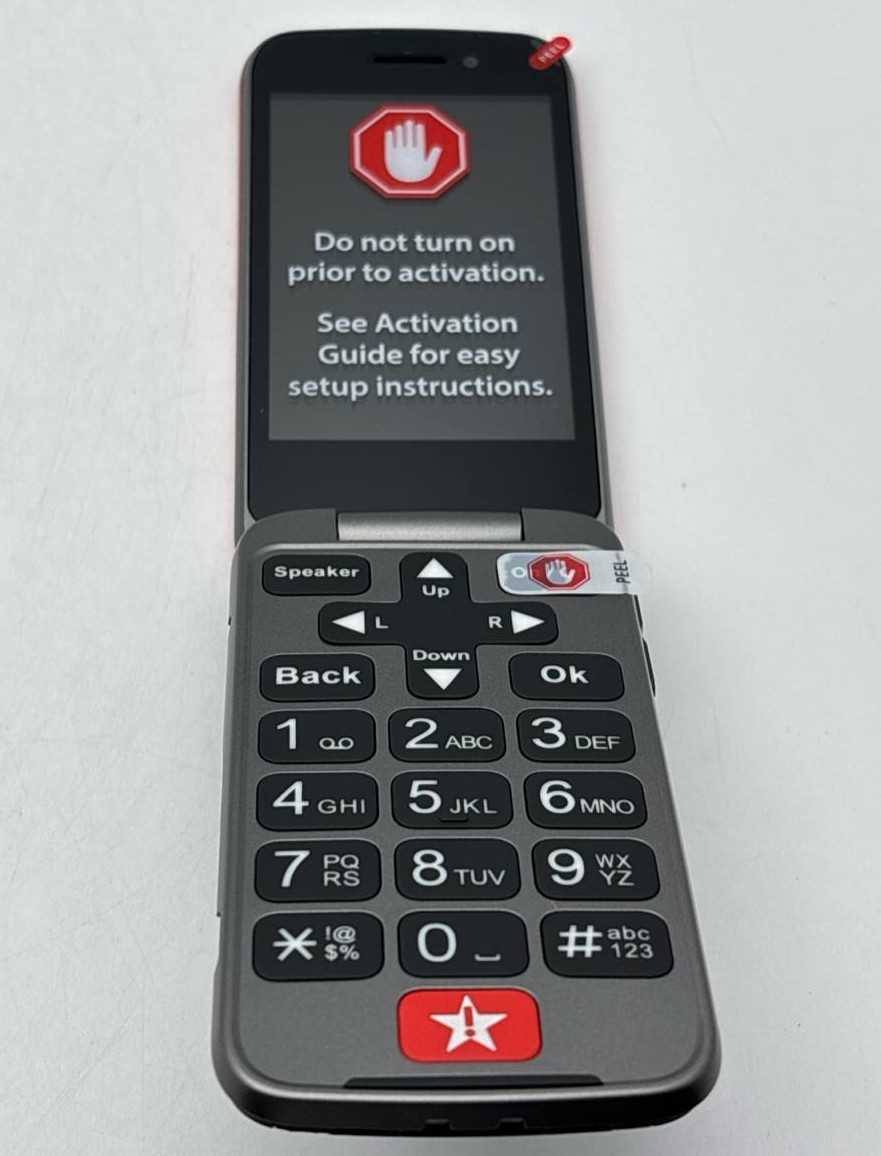 Alcatel 4053S Jitterbug Lively Flip 2 Phone 4G 16GB Big Buttons for Seniors Red