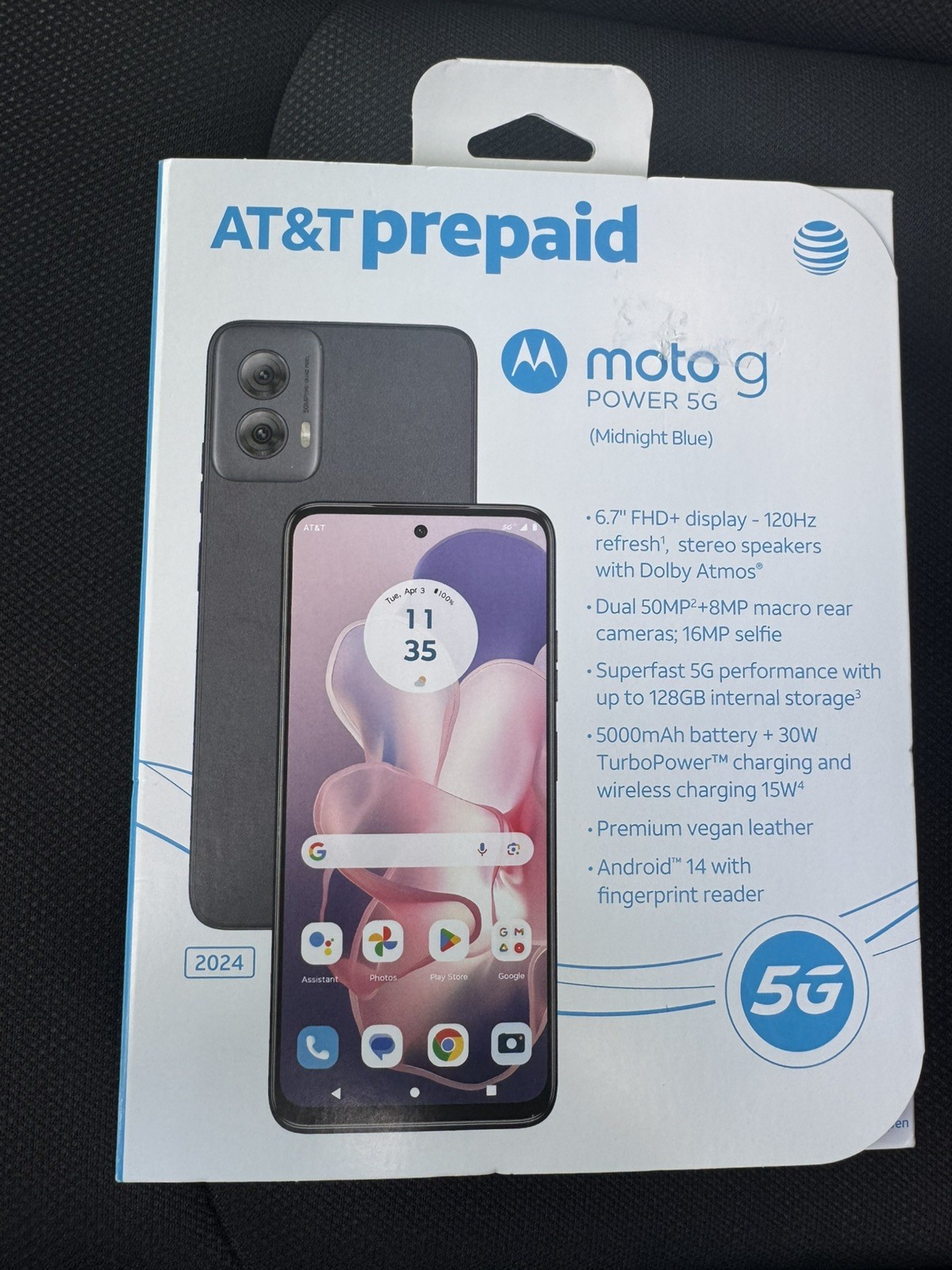 Motorola Moto G Power 5G 2024 6.7 128GB 8GB RAM AT&T Prepaid Smartphone 50MP GSM