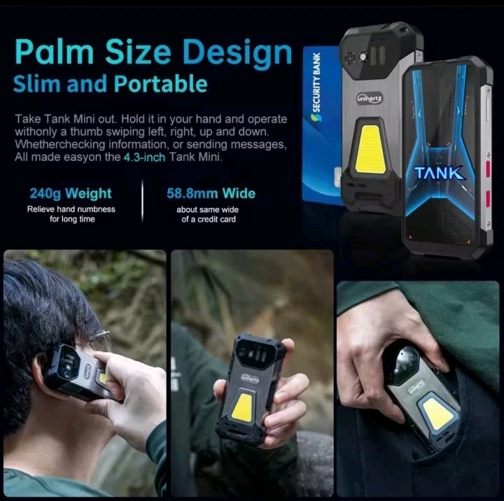 Unihertz Tank Mini 4.3″ Rugged Smartphone 24GB+256GB Helio G99 100MP 5800mAh LED