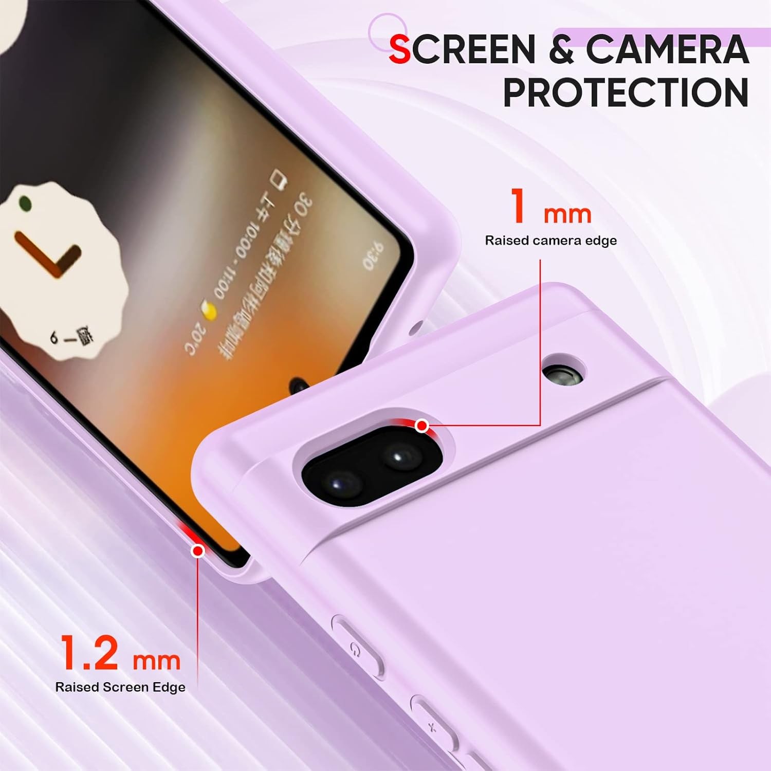 for Google Pixel 6A Phone Case with 2 Pack Tempered Glass Screen Protector, Purp