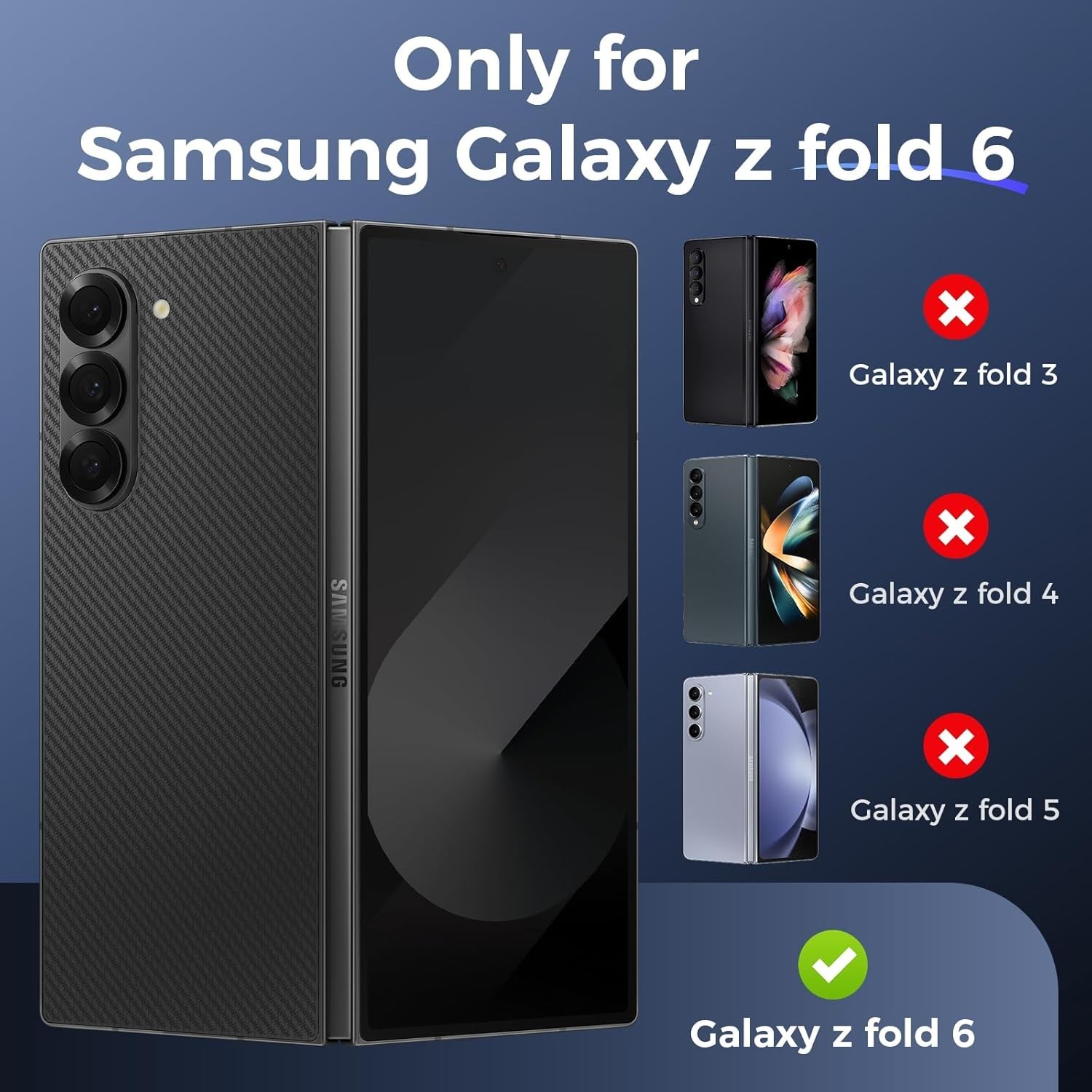 Samsung Galaxy Z Fold 6 Case with Magnetic Hinge & Kickstand – 4-in-1 Black