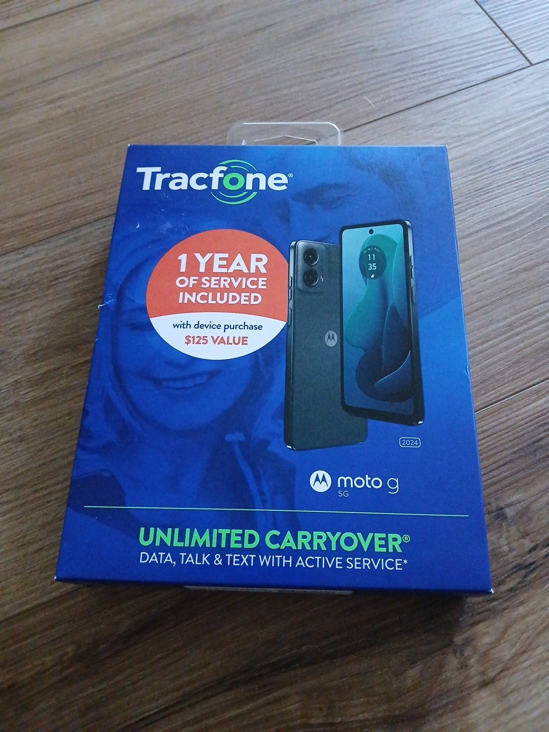 Motorola Moto G 5G 2024, 64GB Blue Tracfone + 1 Year Service (1500 Min/Txt/Data)