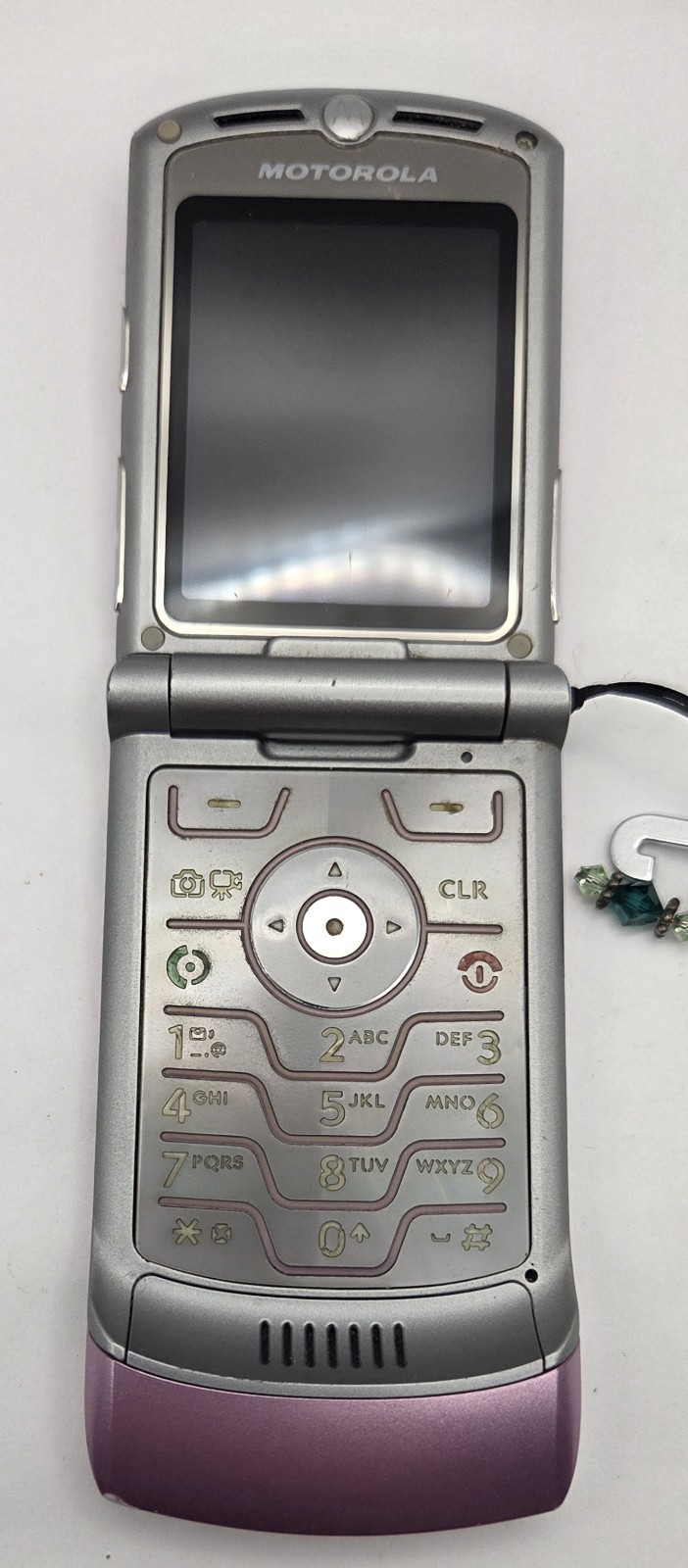 Motorola RAZR V3m Pink with Silver Vintage Rare Flip Phone Tested Works Megapix