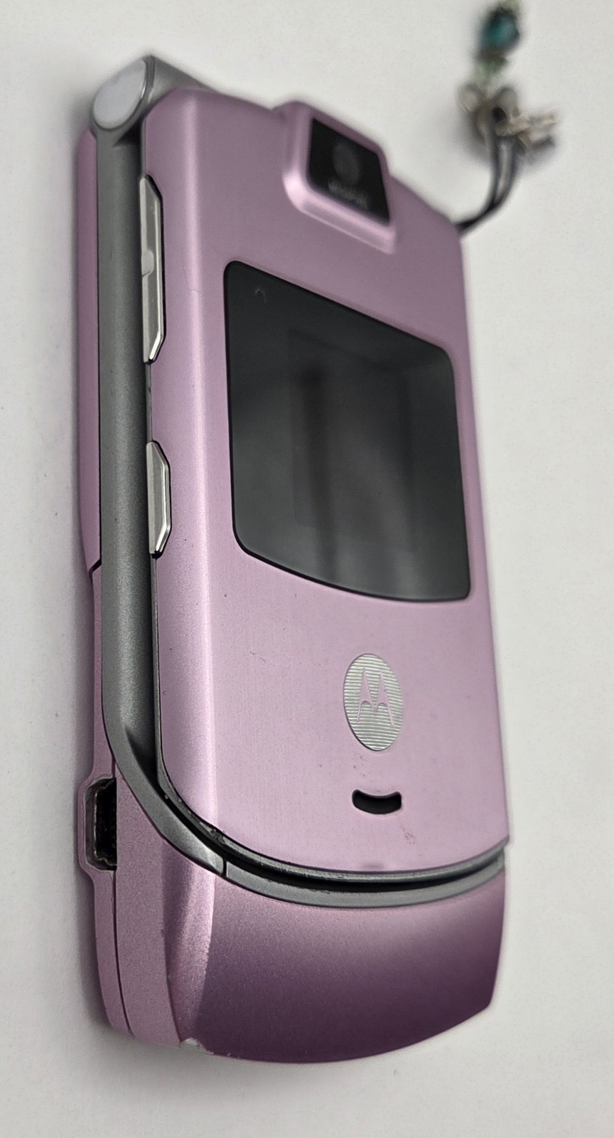 Motorola RAZR V3m Pink with Silver Vintage Rare Flip Phone Tested Works Megapix