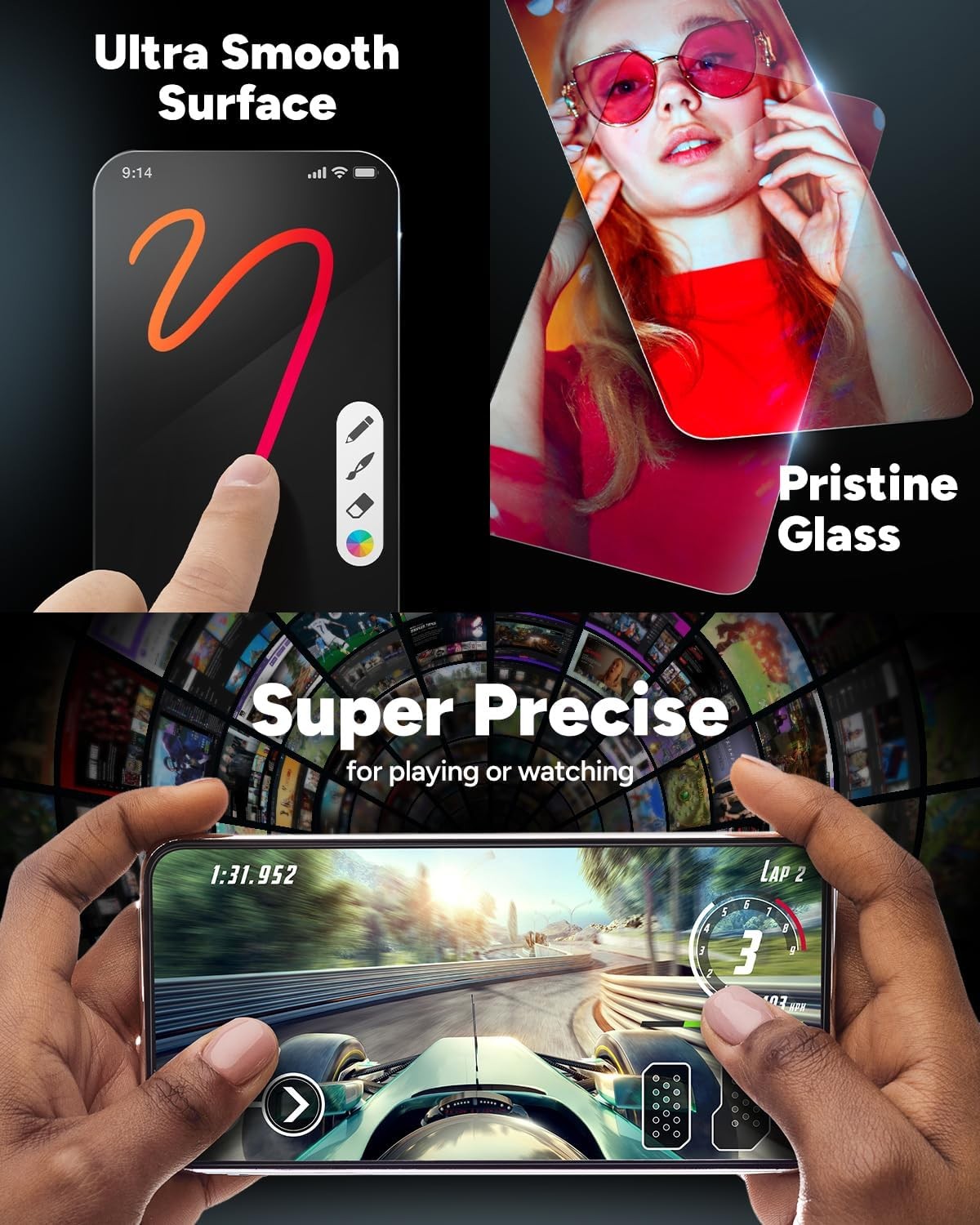 Reinforced Clear Glass+ Screen Protector for iPhone 15 Pro Max – 3X Strong, Easy