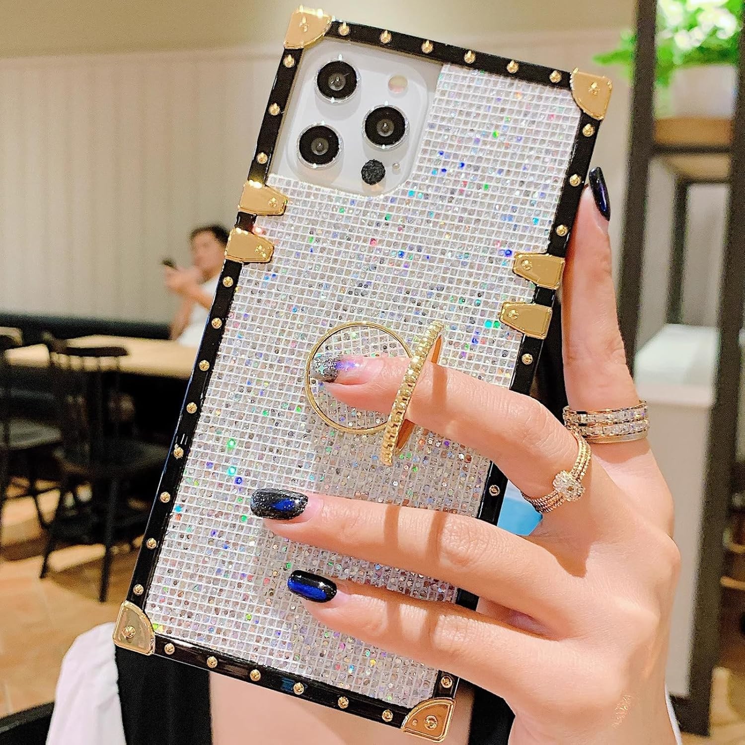Glitter Kickstand Case for iPhone 16 Pro Max, Cute Luxury Bling Sparkly Diamond
