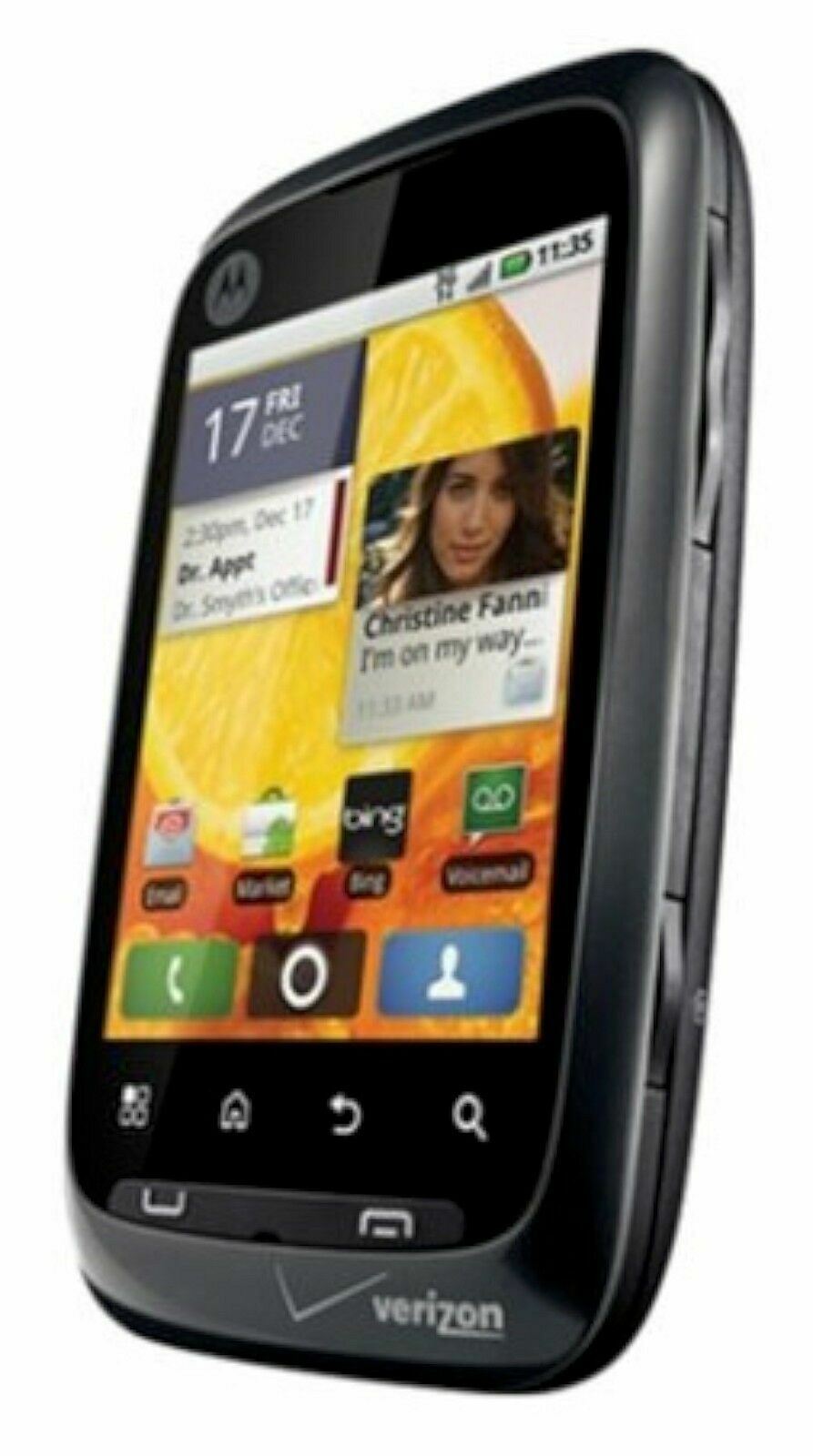 Motorola WX445 Citrus Android Cell Phone Verizon BLACK bluetooth WiFi 3G Grade C