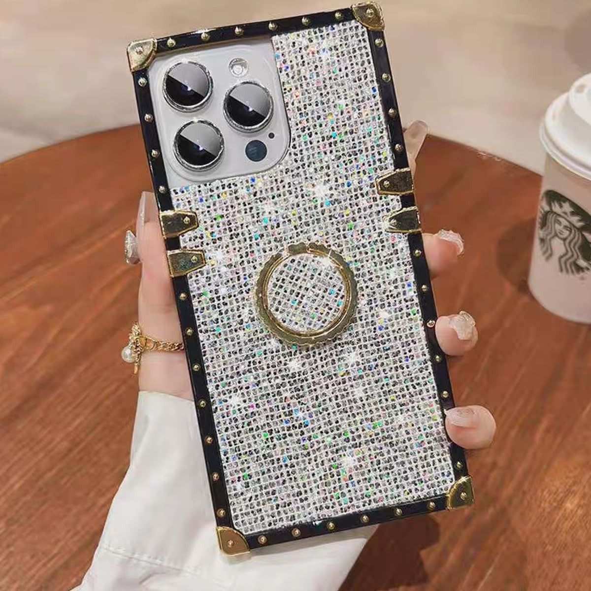 Glitter Kickstand Case for iPhone 16 Pro Max, Cute Luxury Bling Sparkly Diamond