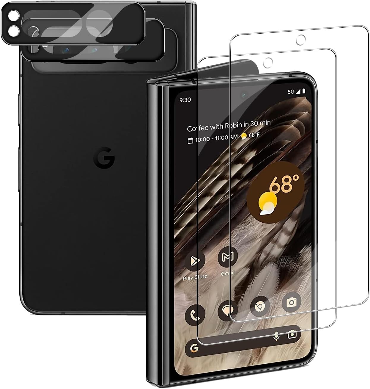 Google Pixel Fold (5.8”) Tempered Glass for Camera Lens and Screen 2+2Pack