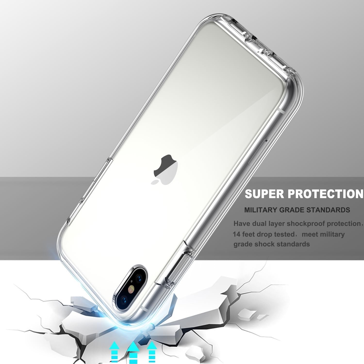 For iPhone X/XS 5.8 Case with Tempered Glass Screen Protector 360 Full Body