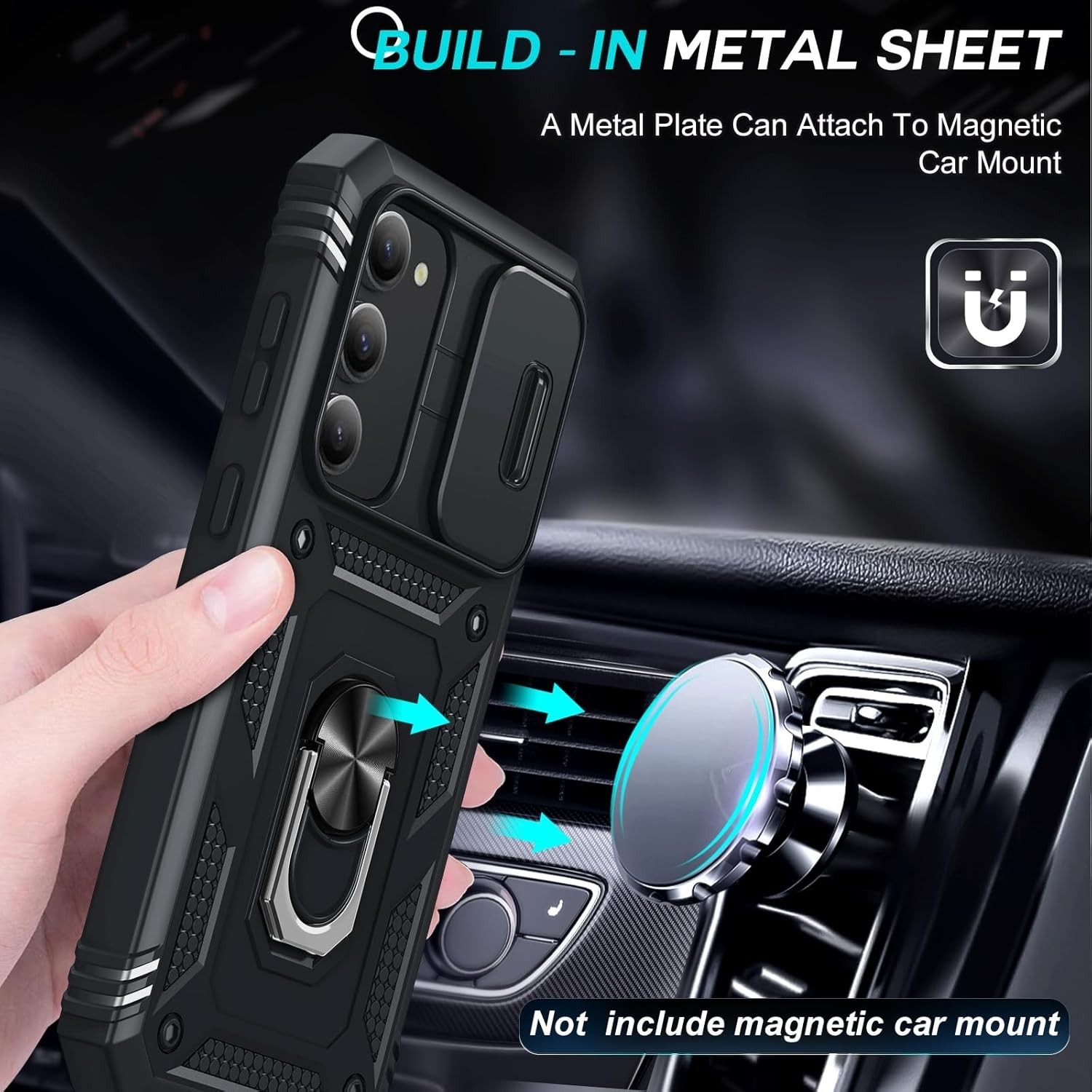 Samsung Galaxy S23 FE Case with 2 PCS Screen Protector Tempered Glass & Stand