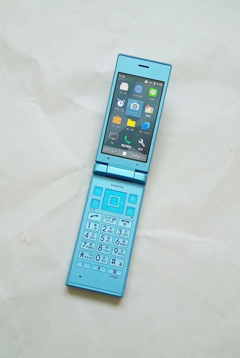 KYOCERA 701KC DIGNO KEITAI 2 Android Flip Phone Blue SIM Free Unlocked Japan