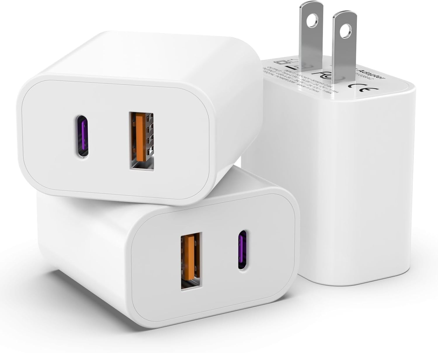 3 Pack i Phone 17 16 15 14 USB C Charger Block 20W Dual Port QC PD 3.0 Wall Char