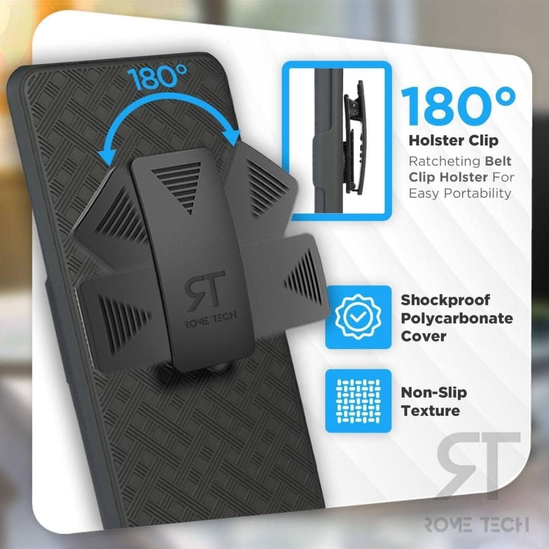 for Samsung Galaxy S22 Ultra Case with Belt Clip Holster – Kickstand, Black