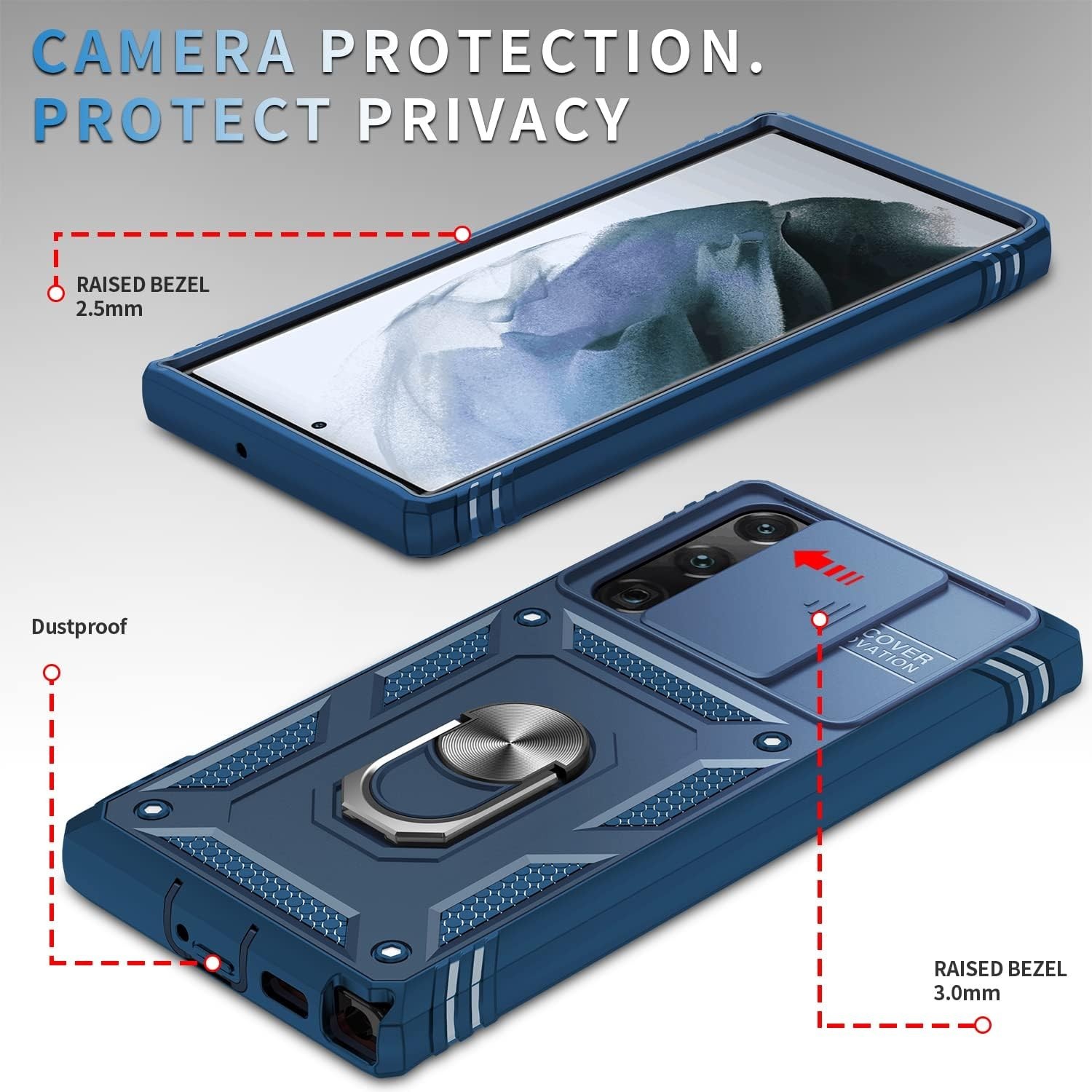 For Samsung Galaxy S23 Ultra 6.8 Inch Case Military Grade Screen Protector 2Pack