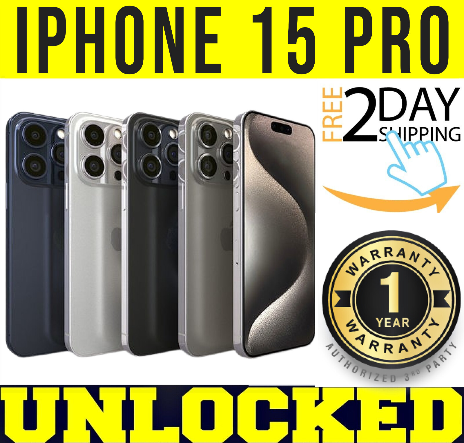 APPLE IPHONE 15 PRO 128GB 256GB 512GB (FACTORY UNLOCKED) 🔋 100% BATTERY 🔋❖O/B❖