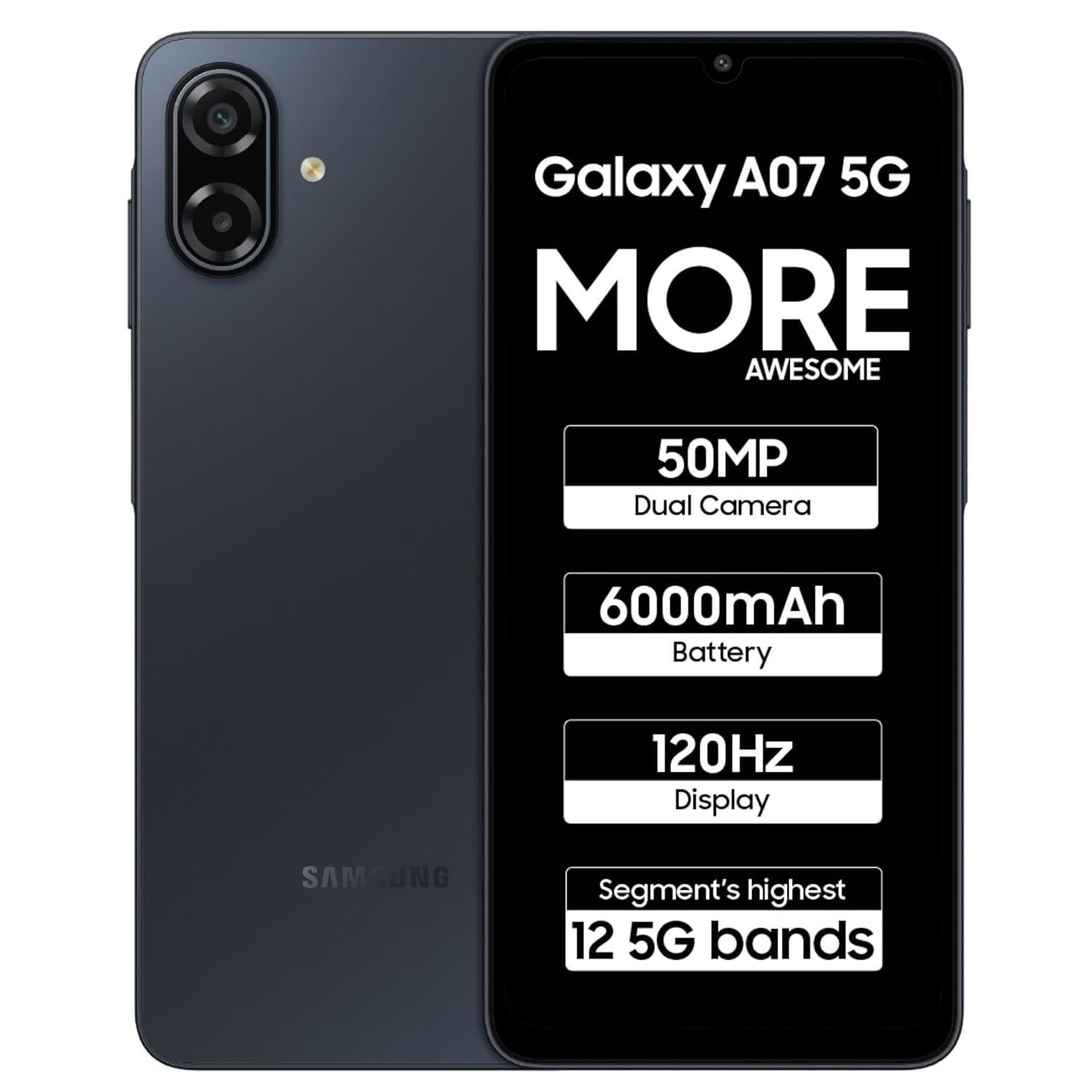 Samsung Galaxy A07 5G Smartphone (Black, 4GB RAM 128GB Storage) Factory Unlocked