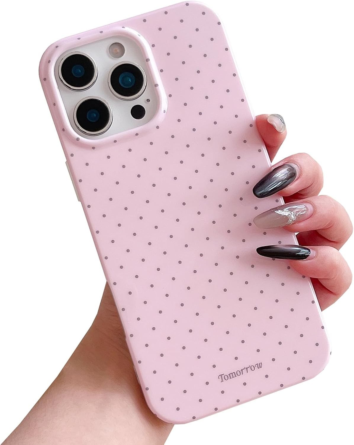 iPhone 16 Pro Max Case with Polka Dot Pattern Silicone Design Cute Fashion Girly