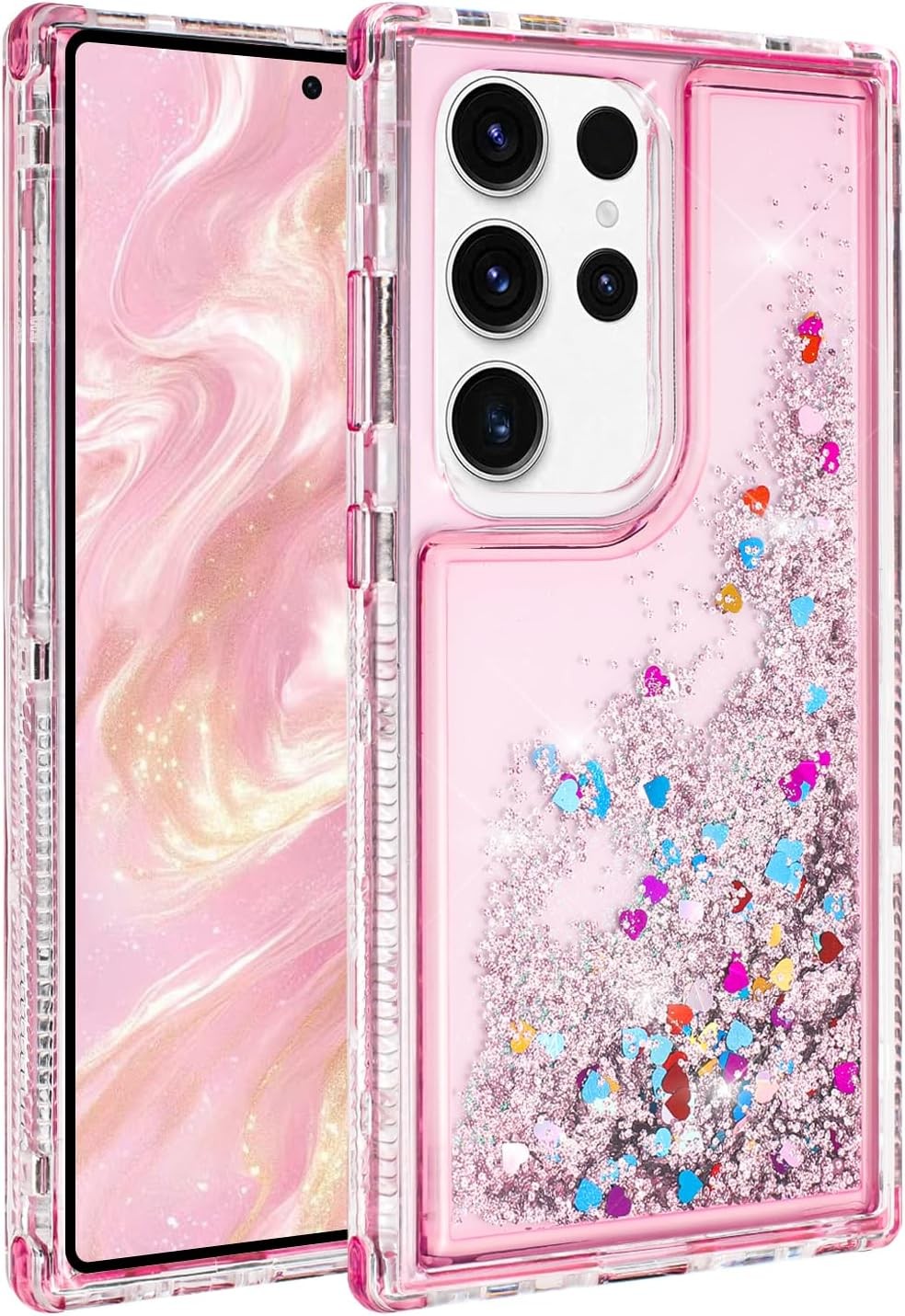 3PCS Case & Liquid Glitter for Samsung Galaxy S24 Ultra 6.8” Military-Grade Prot