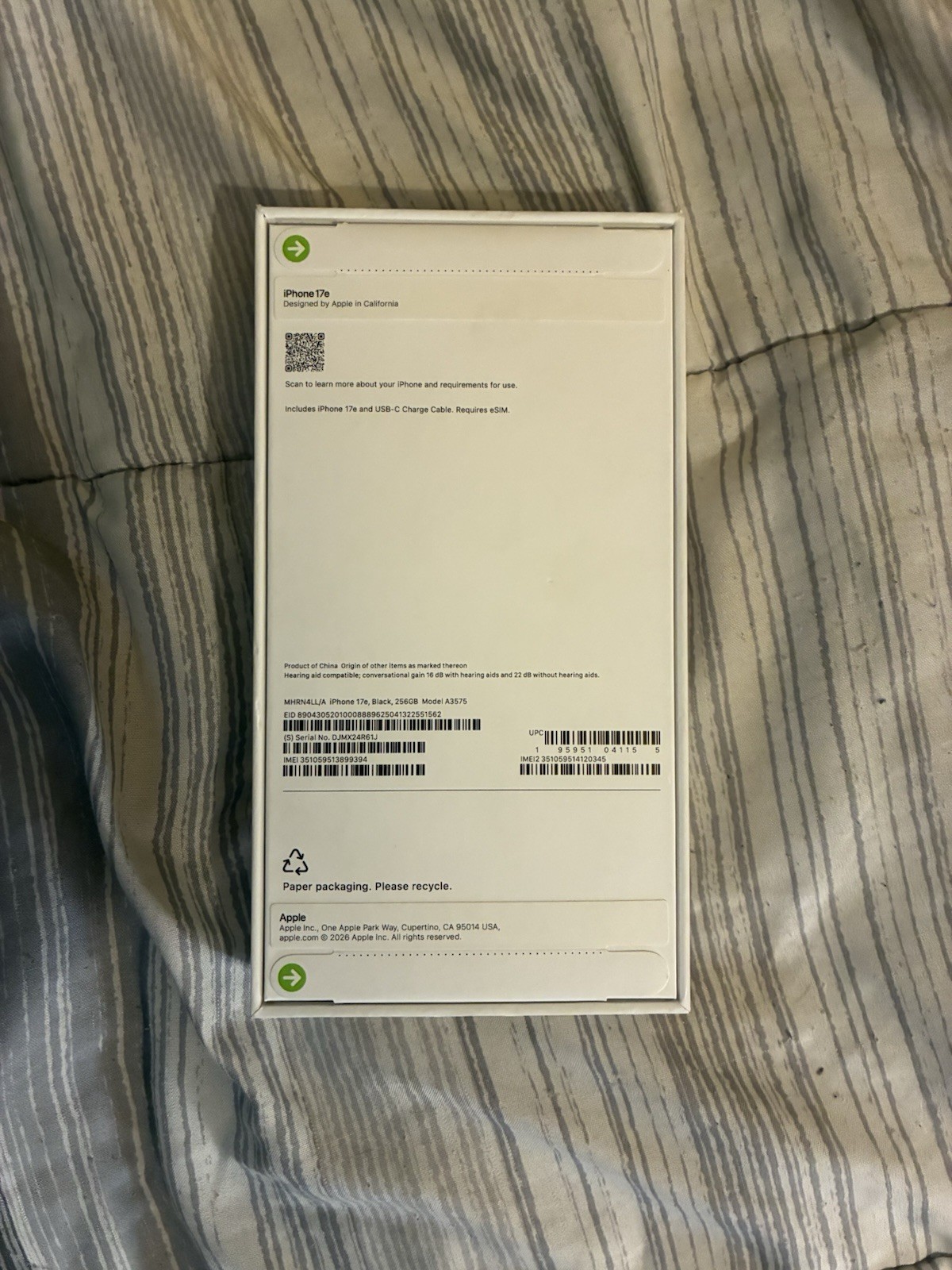 Apple iPhone 17e 128GB Black 48MP eSIM USB-C iOS A19 (A3575) MHRN4LL/A