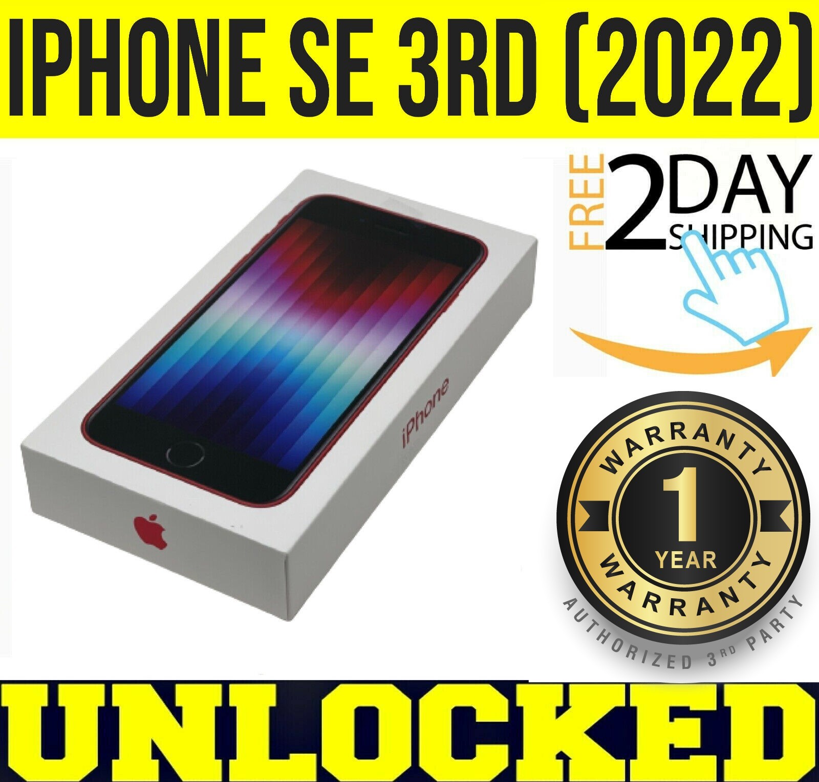 Apple iPhone SE 3rd 5G 128GB RED 2022 (UNLOCKED) 🔋100% BATTERY🔋 ❖SEALED❖