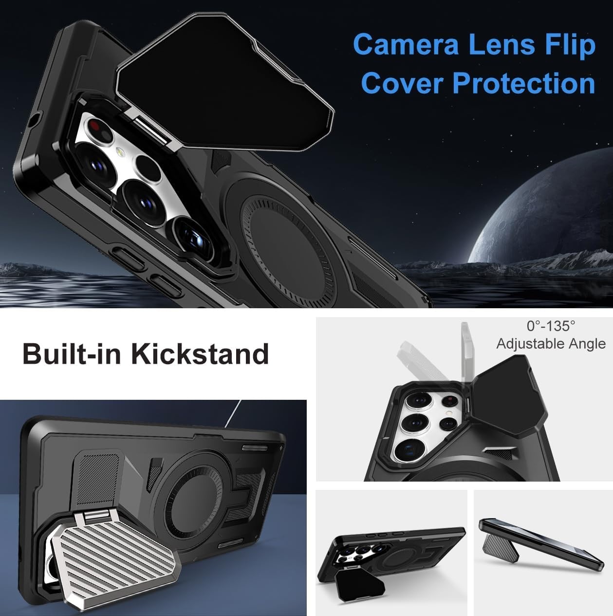 For Samsung Galaxy S25 Ultra Case,Military Grade with Stand,Magnetic Support