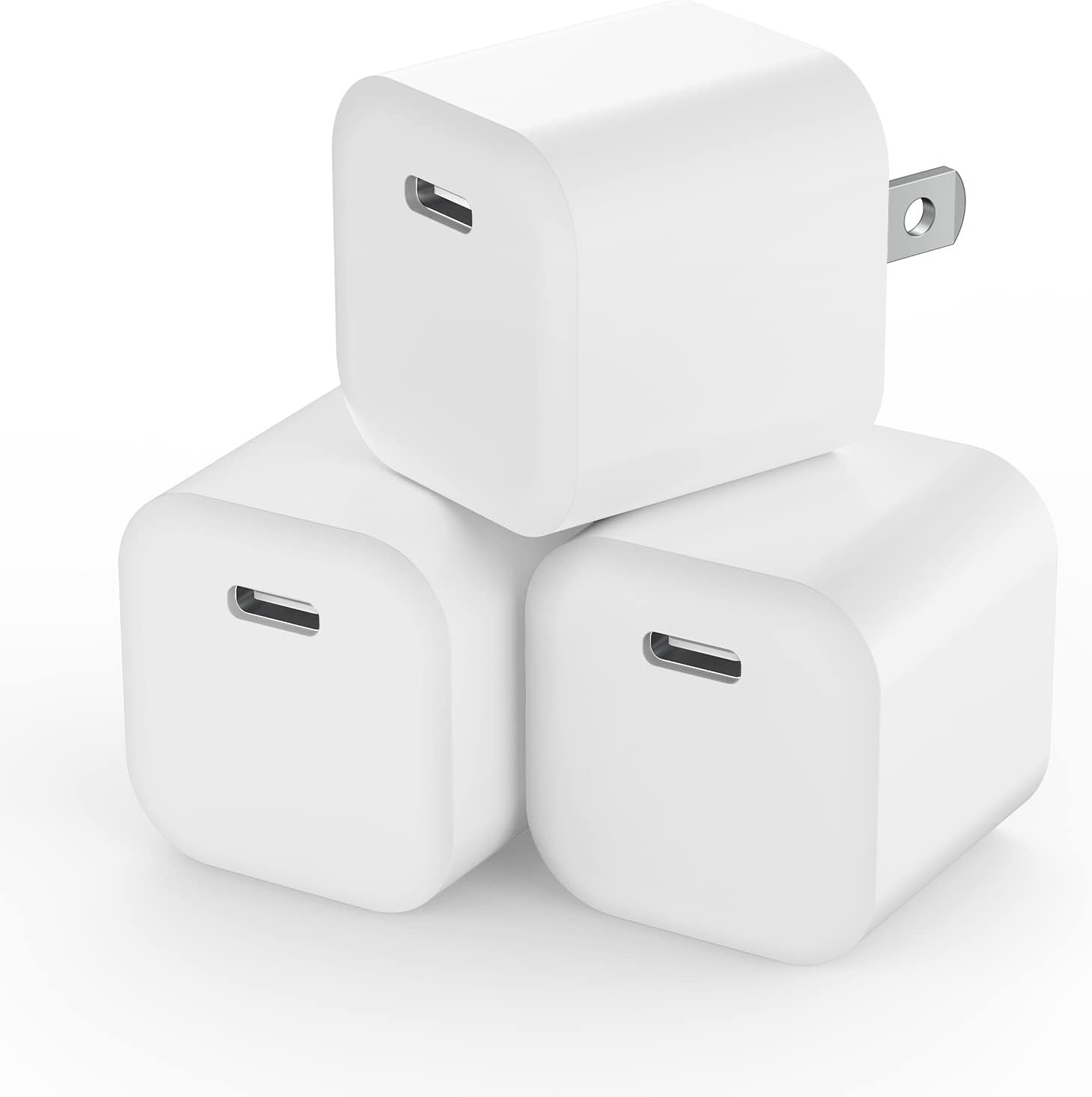 3-Pack 20W USB-C Fast Charger Adapter for iPhone 17 16 15 Pro Max 14 13 12 11 SE