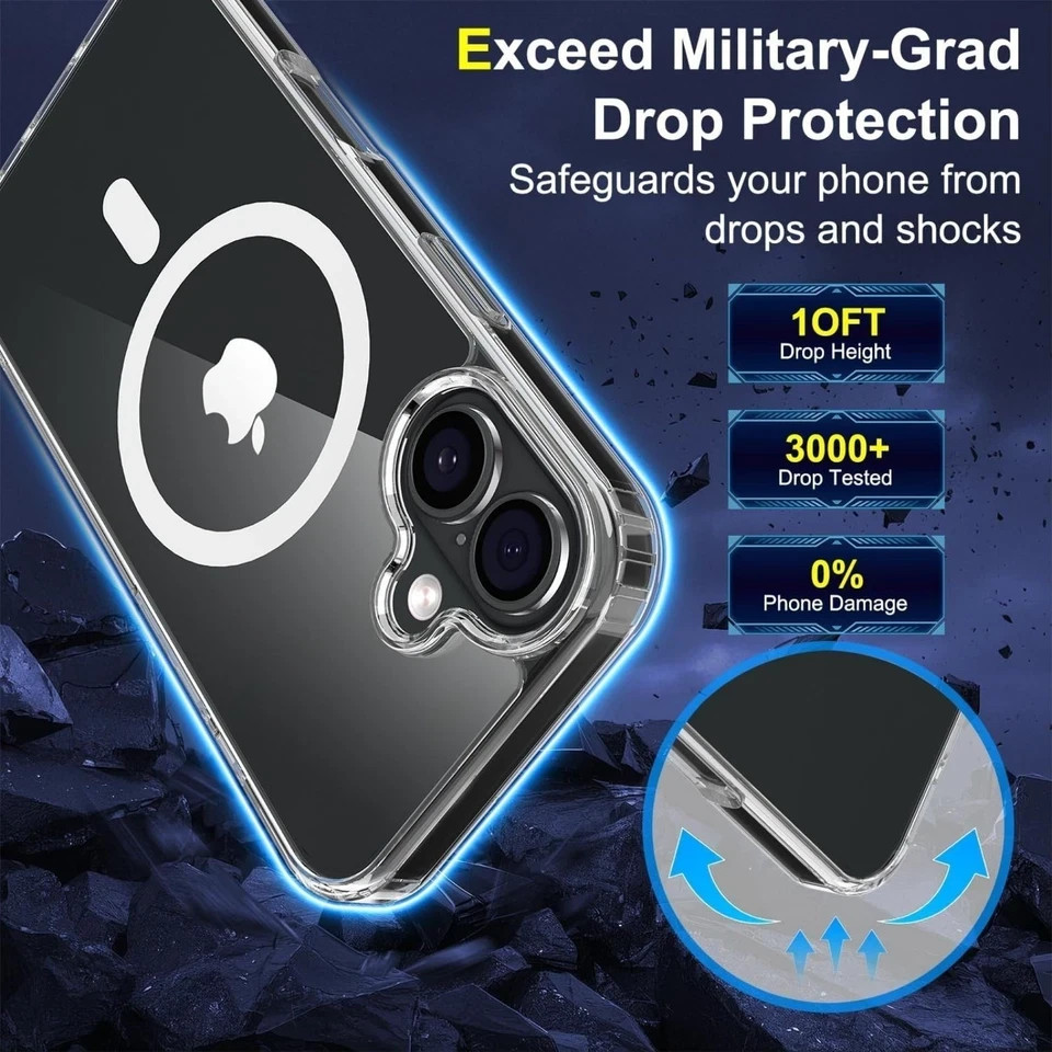 Magnetic iPhone 17 Case with 2 Privacy Screen Protectors, Shockproof, Transparen
