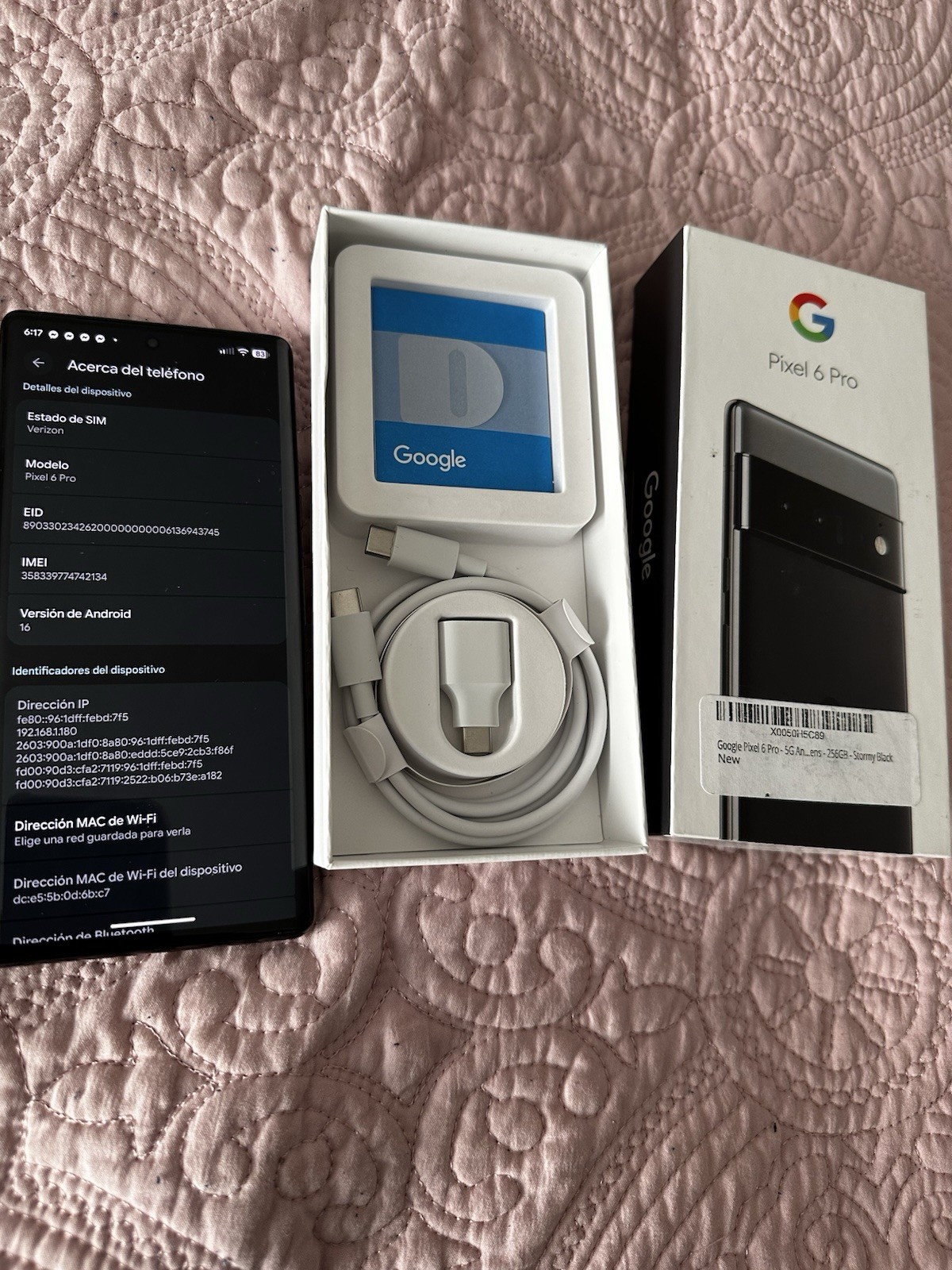 Google Pixel 6 Pro 256GB Black 6.7in 5G unlocked Smartphone w/ Box Accessories