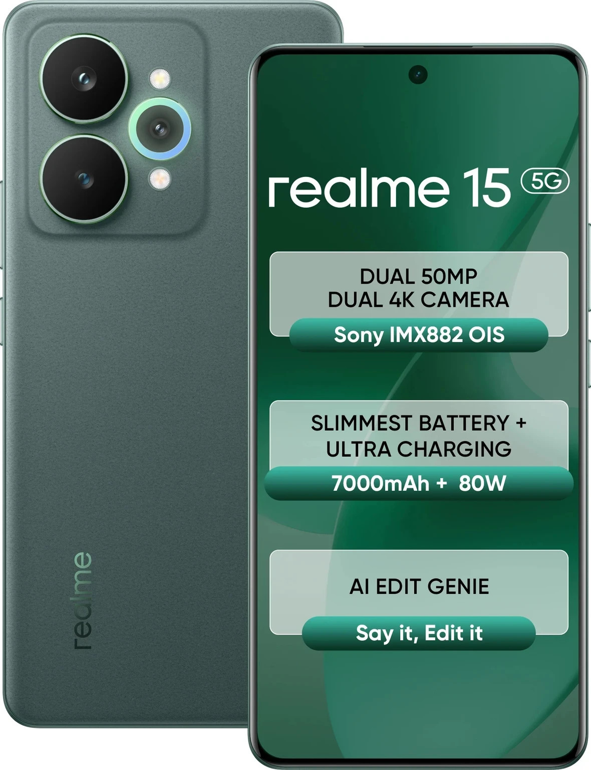 realme 15 5G (Green, 256GB) (8 GB RAM) MediatekDimensity 7300+5G Global version