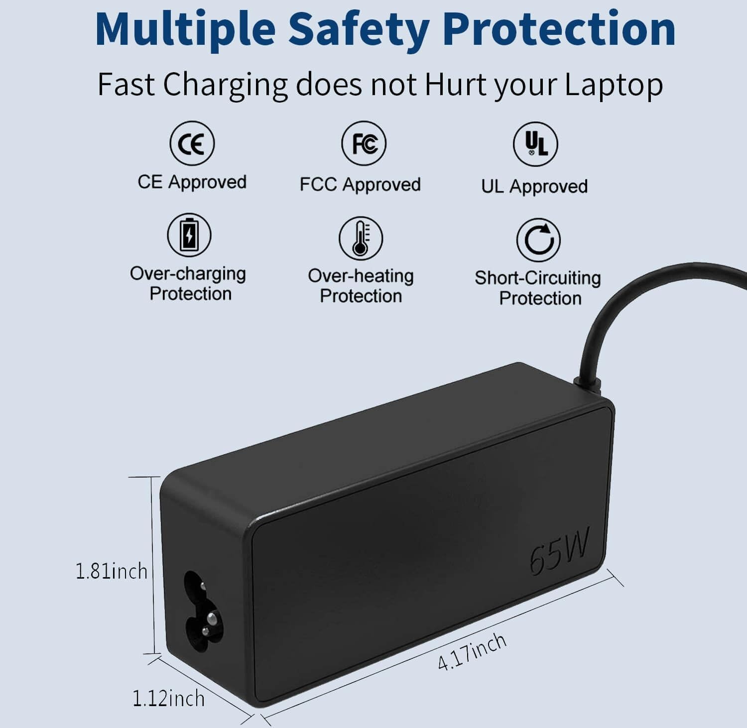 65W USB-C Fast Charger Adapter for Lenovo Thinkpad/Yoga T480 T490 T14 T15