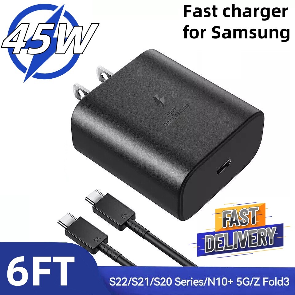 45W PD Power Fast Charger Wall Adapter+Usb Cable for Samsung Galaxy S23 S22 S21+