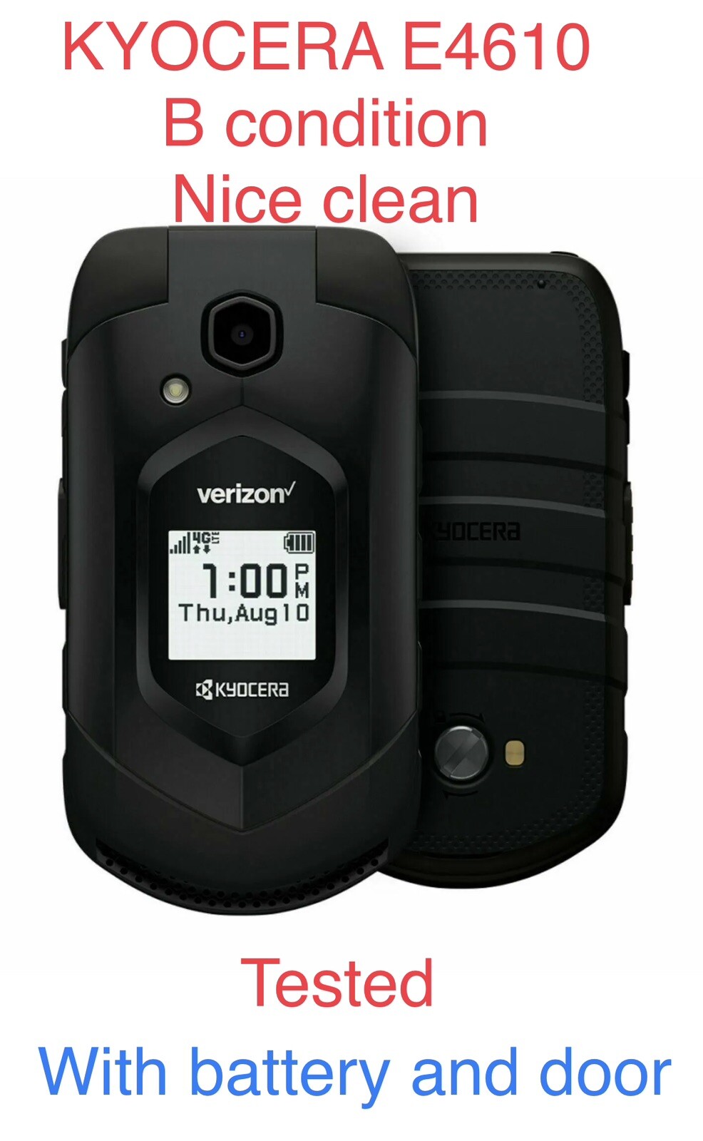 Kyocera E4610 Dura XV Verizon LTE 16gb Rugged PTT Flip Phone Grade B with camera
