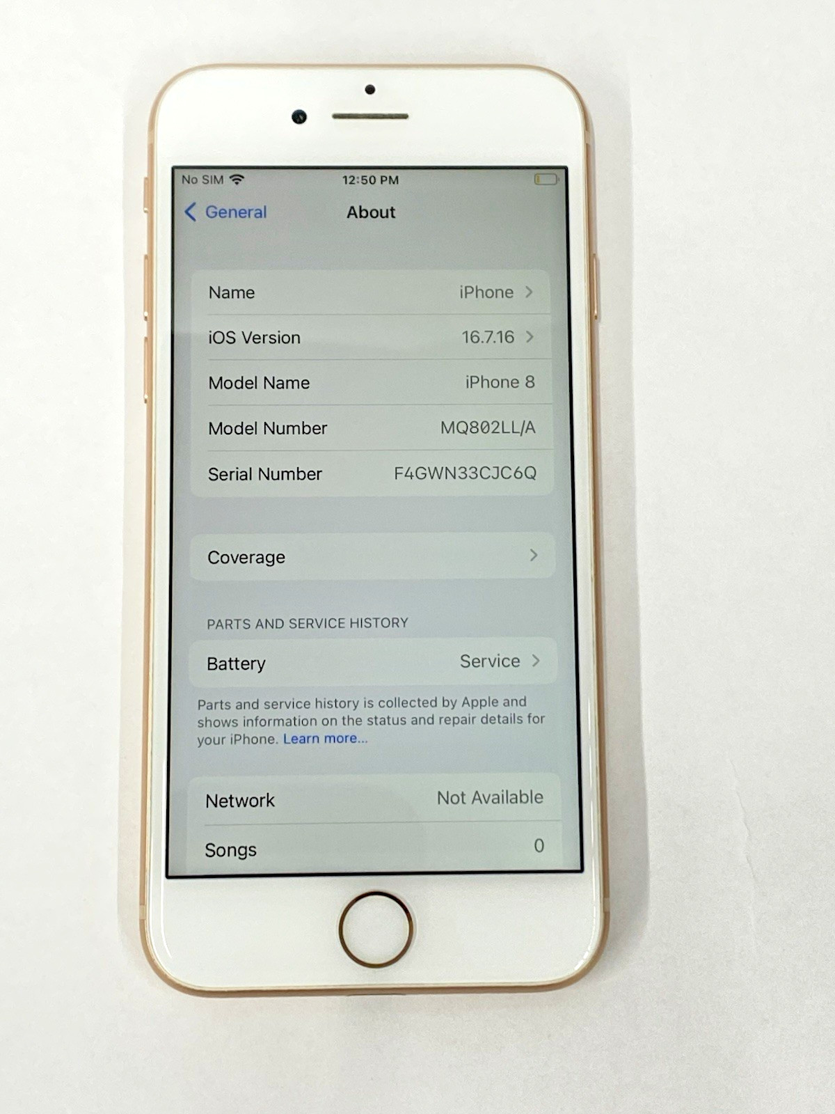 Apple iPhone 8 256GB MQ802LL/A A1863 Rose Gold-NoCarrier-Unlocked-80% BATT-N384