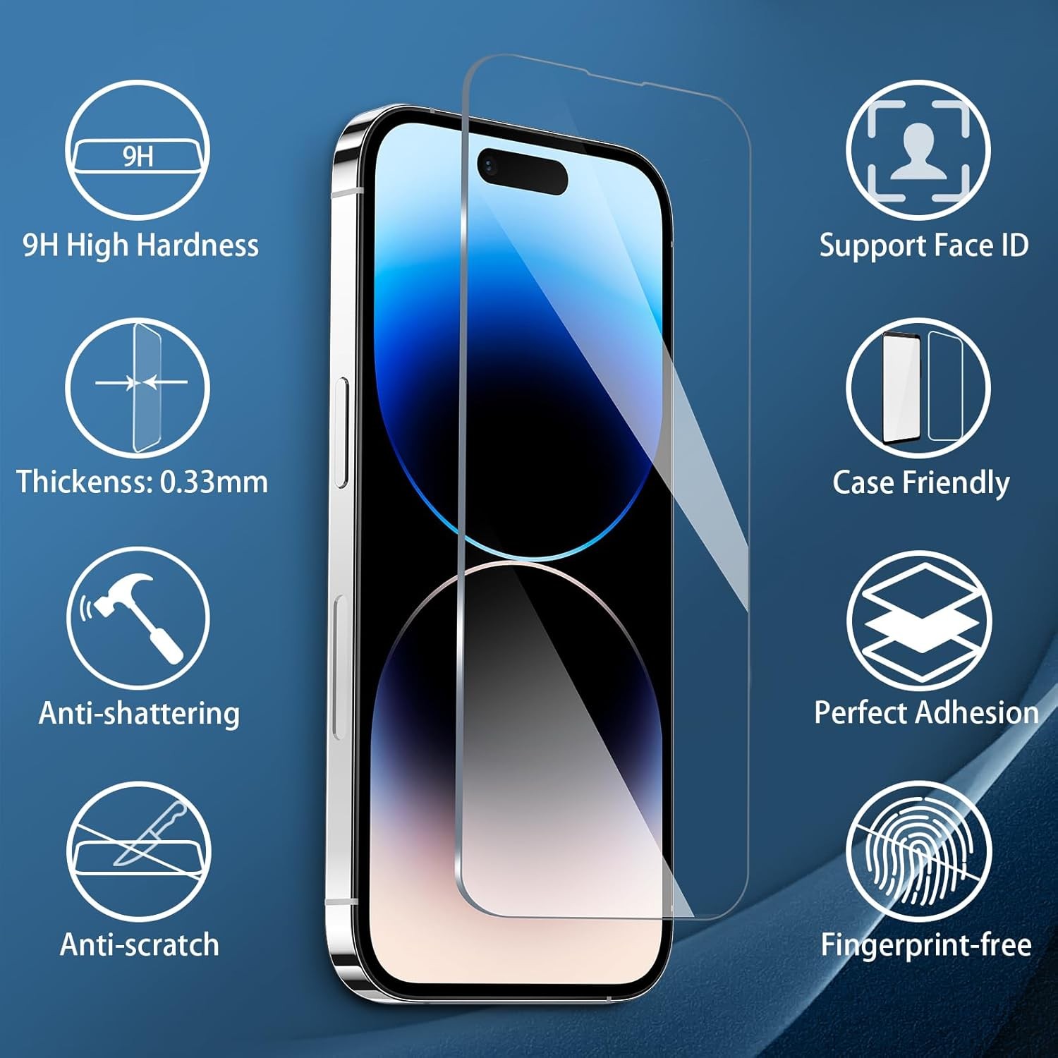 3PCS Screen Protector for iPhone 14 Pro Max 9H Hardness Anti-Scratch Case Friend