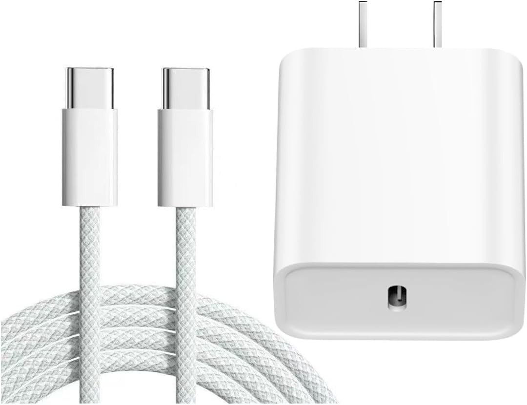 iPhone 17 16 Charger Fast Charging 20W USB C Charger Block 6FT Woven USB-C Cable