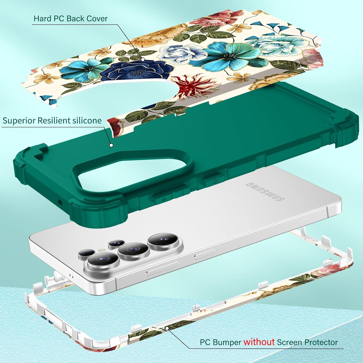 Shockproof Heavy Duty Hard Plastic+Soft Silicone Rubber Bumper Case for Galaxy S