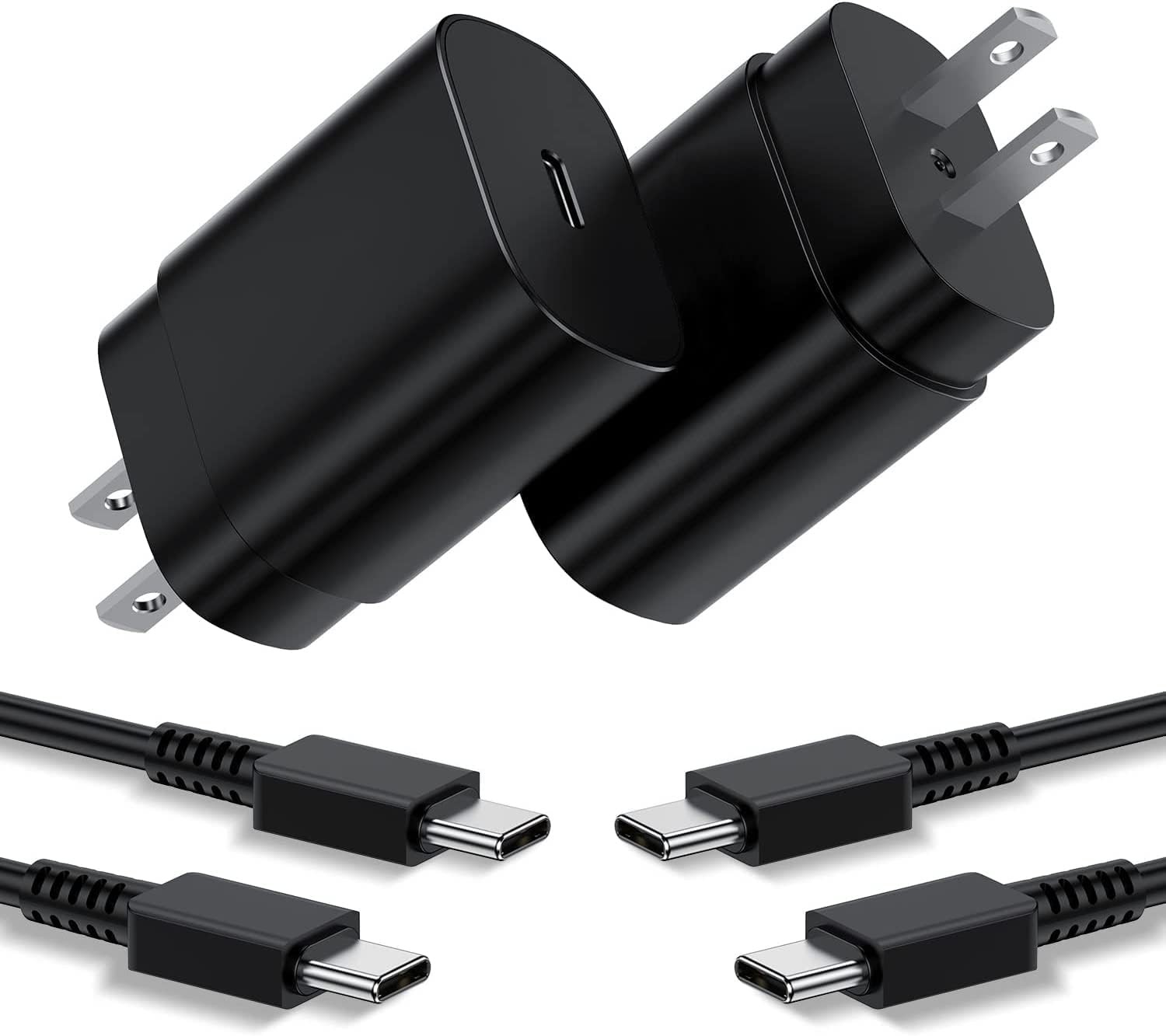 2 Pack 25W Fast Charging USB-C Wall Adapter with 6ft Cable for Samsung Galaxy S2
