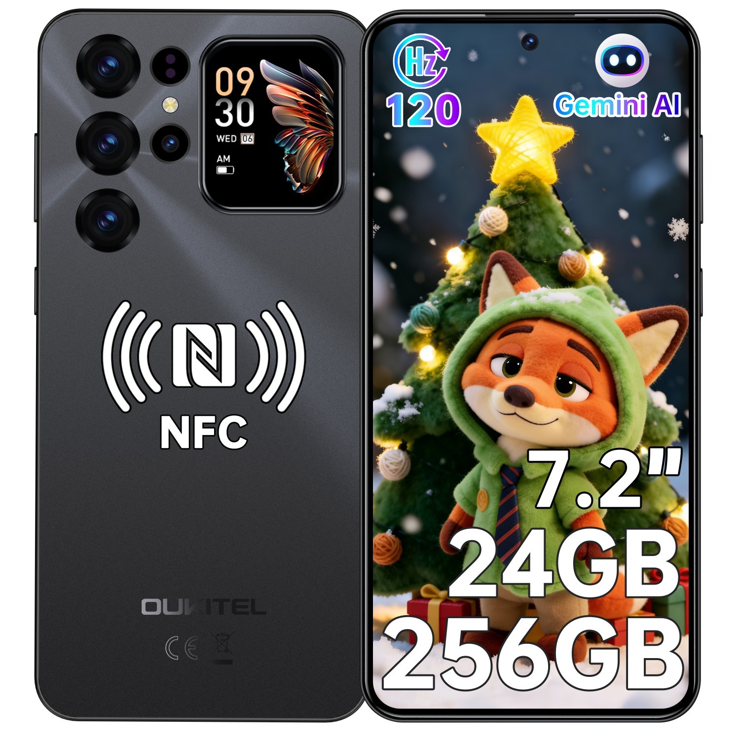 OUKITEL C68 PLUS Cell Phone 7.2″ HD Dual Screen 24GB+256GB 6000mAh Android 15