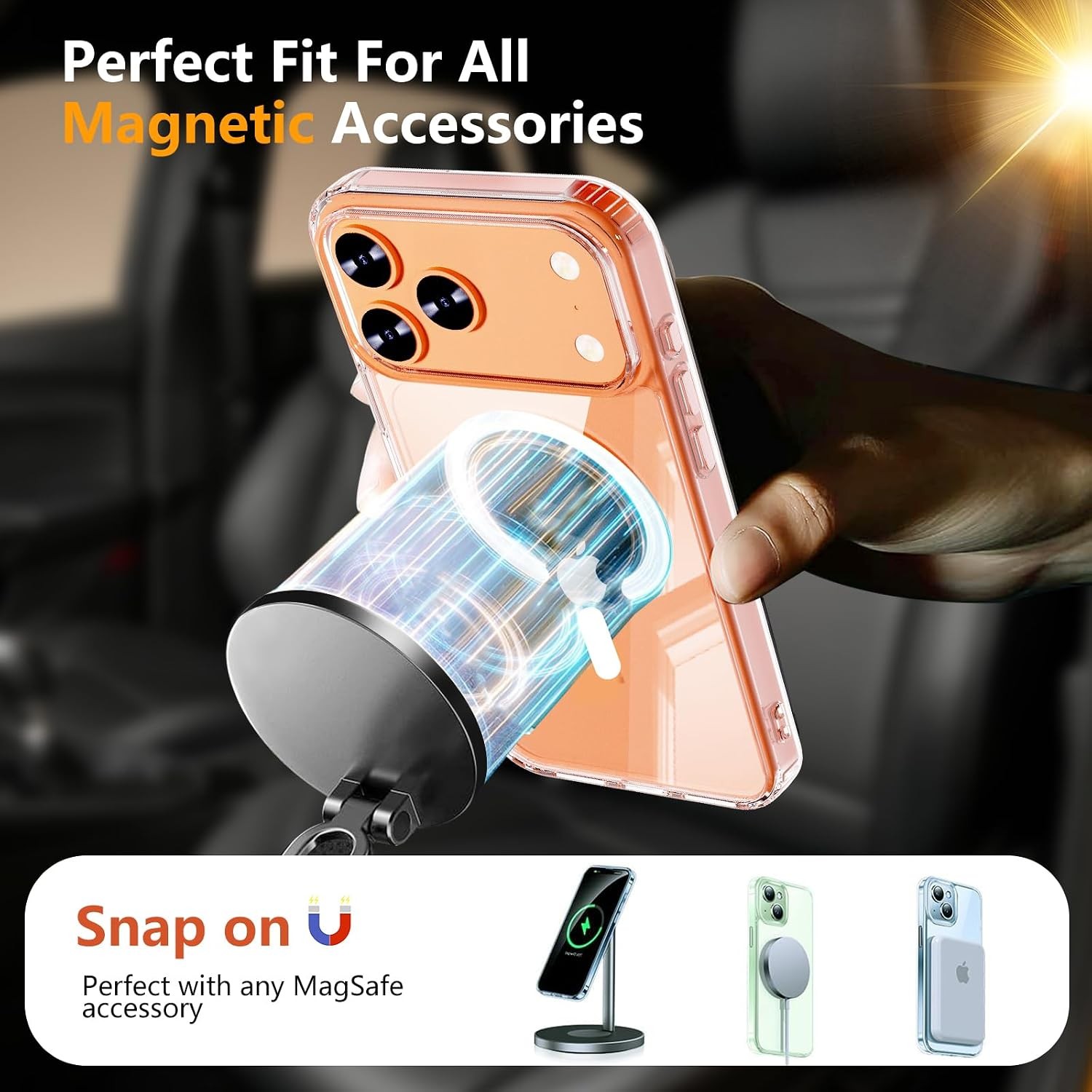 Magnetic Case for iPhone 17 Pro Max with Privacy Screen Protector 2X, Clear